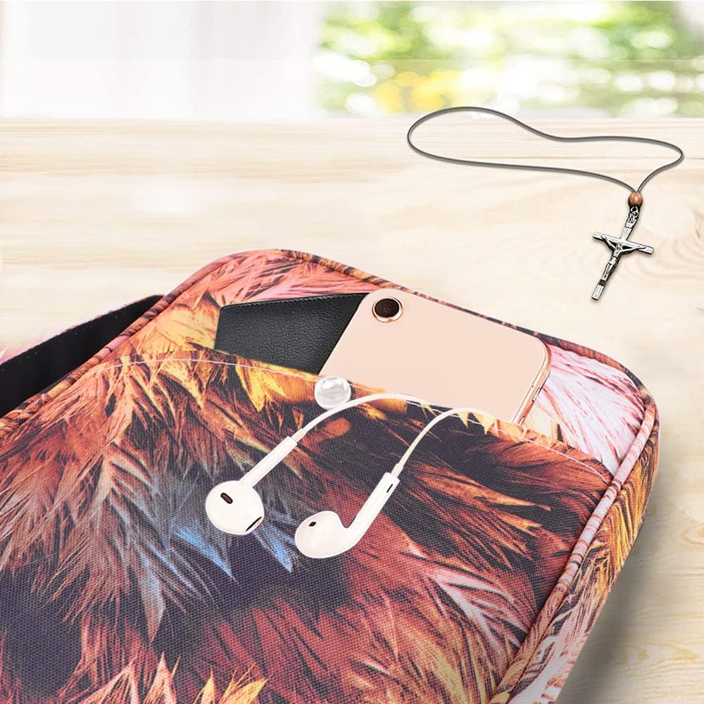 Bible Covers for Women with Carrying Handle, Book Cover Case with Zipper Pocket Bible Cover for Mom Ladies Teens Girls, Leaf and Floral Pattern (Colorful) 9 711O7hdZzyL. AC SL1000 - northernschoolofshiatsu.co.uk