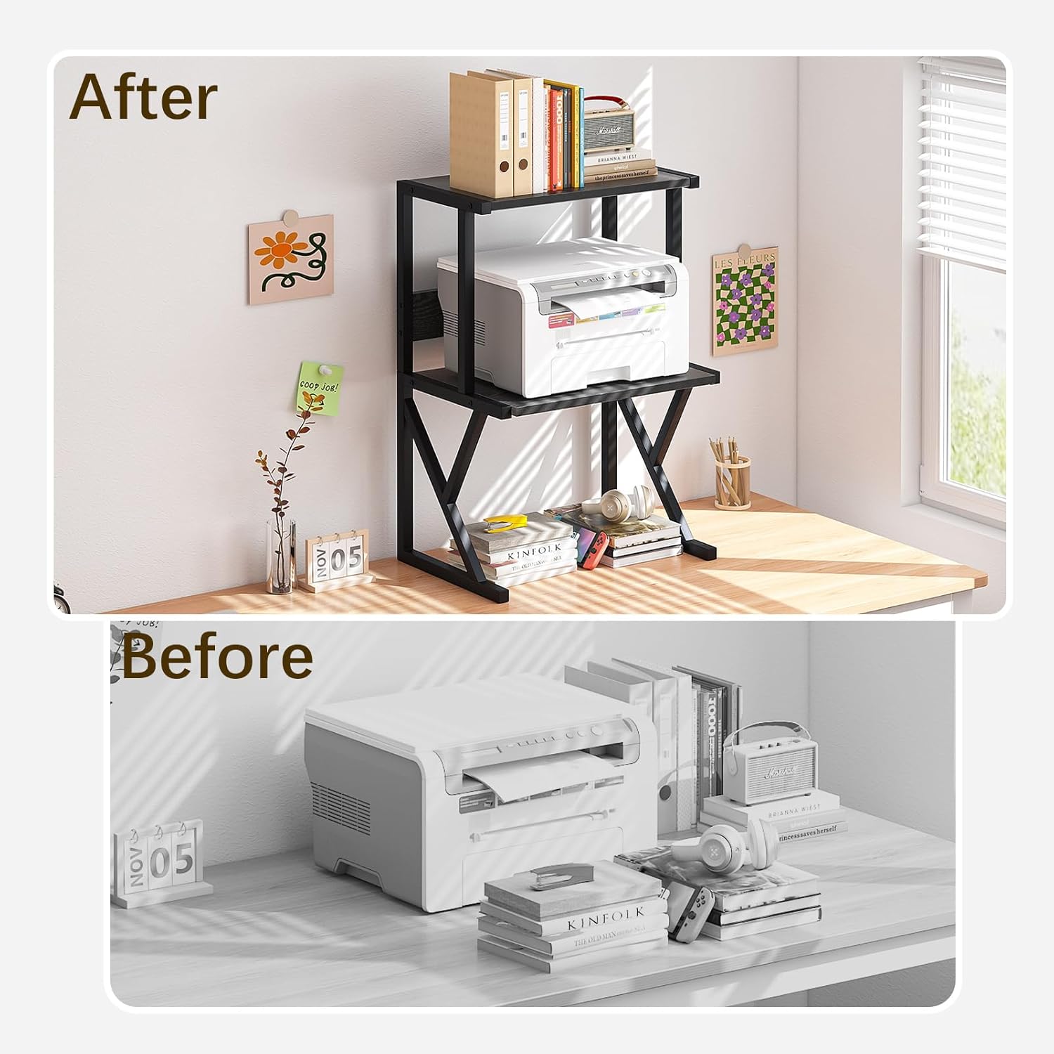 aboxoo Printer Stand for Desk, Desktop Printer Shelf Large 3-Tier Multi-Purpose Office Organization Shelves for Home Office, Rustic Brown 12 711RIcX4vaL. AC SL1500 - northernschoolofshiatsu.co.uk