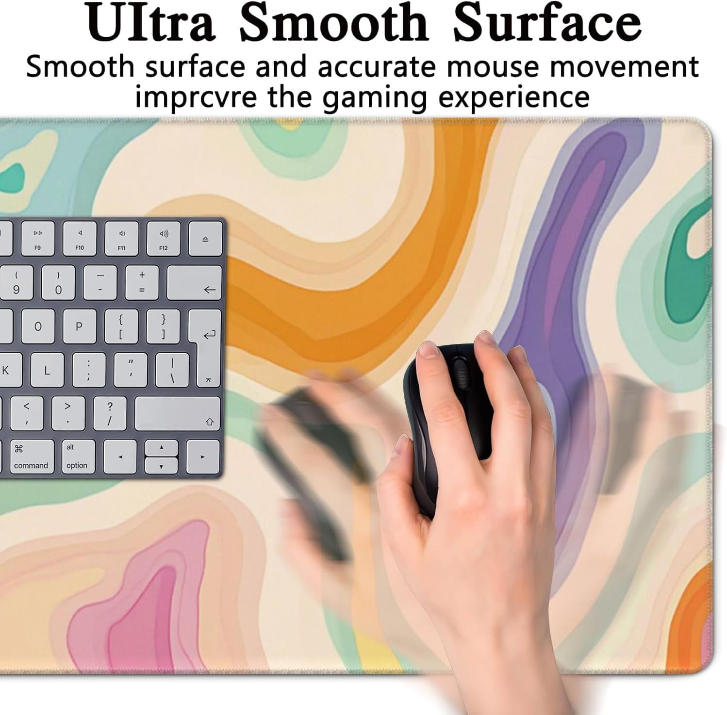 AQQA Abstract Desk Mat Desktop,Gaming Mouse Pad Long Cute Large Desk Pads 31.5X15.7 Inch Mousepad with Non-Slip Base Stitched Edge Keyboard Mat for Gaming Office, Abstract Modern Colorful 9 - northernschoolofshiatsu.co.uk