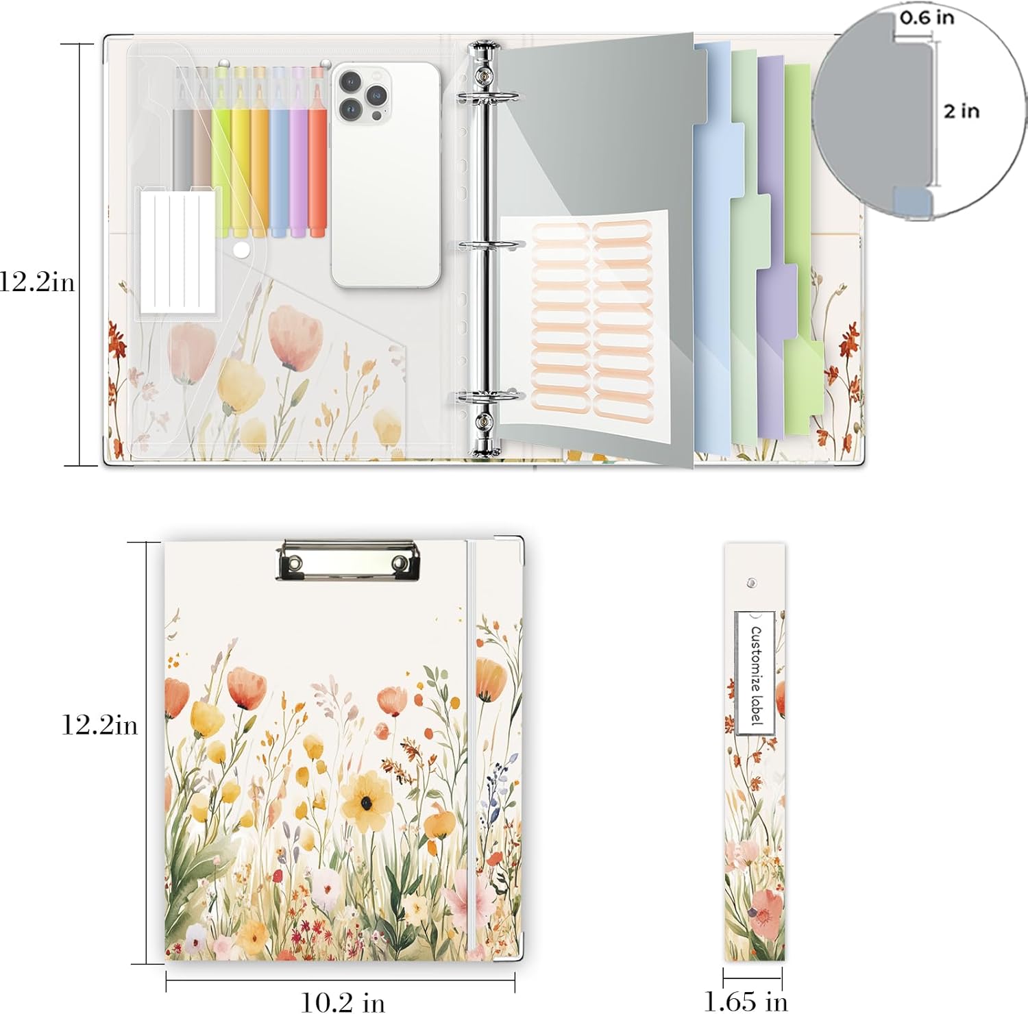3 Ring Binder 1 Inch, Three Ring Binders Organizer with Clipboard, 5-Tabs Pockets Dividers, Plastic Folder, 18 Divider Stikers, KLLVE Cute Binder with Pen Loop (Garden Party, Letter Size) 18 711ZIwyvFQL. AC SL1500 - northernschoolofshiatsu.co.uk