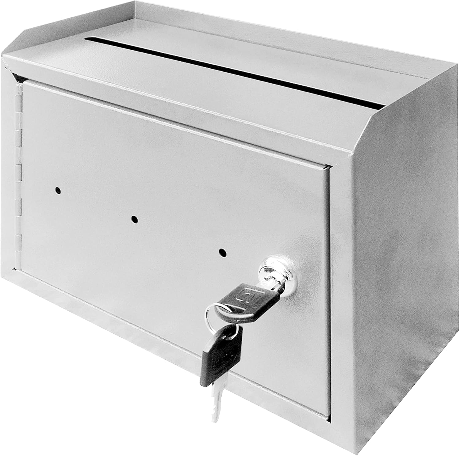 FixtureDisplays® 9.85" W x 7.2" H x 4.5" D Metal Multipurpose, Donation Box,Cash and Mail Box,Suggestion Box 15211 Grey 2 711igYEX81L. AC SL1500 - northernschoolofshiatsu.co.uk