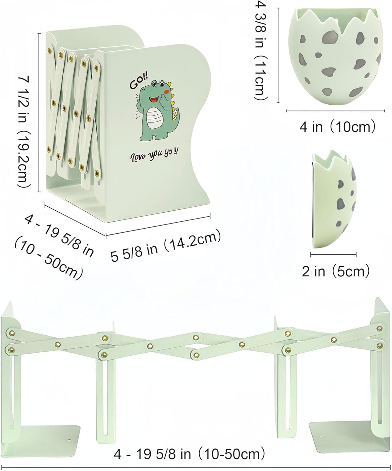 Adjustable Dinosaur Bookends,with Egg Modeling Magnetic Pencil Holder and 6 Pcs Gel Ink Pen,Metal Dino Book Organizer for Boys Girls Kids Room,Shelves,Book Stoppers to Hold Books Heavy Duty 7 711kittzzwL. AC SL1500 - northernschoolofshiatsu.co.uk