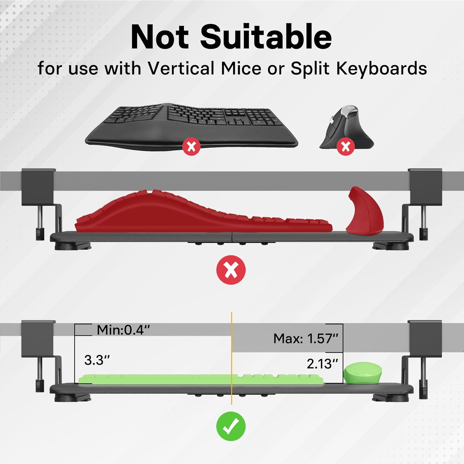 BONTEC KMT01 Under Desk Keyboard Tray, Pull-Out Keyboard & Mouse Platform with C-Clamp, 25.6 x 11.8 in Space-Saving Ergonomic Slide-Out Drawer, White 13 - northernschoolofshiatsu.co.uk