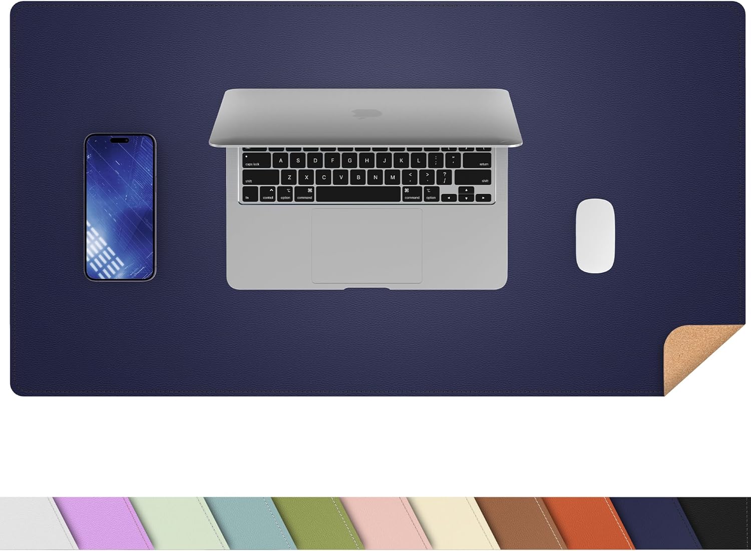 Large Desk Mat 47.2" x 17" Leather Desk Pad Protector with Natural Cork & PU Leather, Non-Slip Office Desk Mat, Large Mouse Pad, Waterproof Desk Blotter pad for Office&Home(Black) 117 - northernschoolofshiatsu.co.uk
