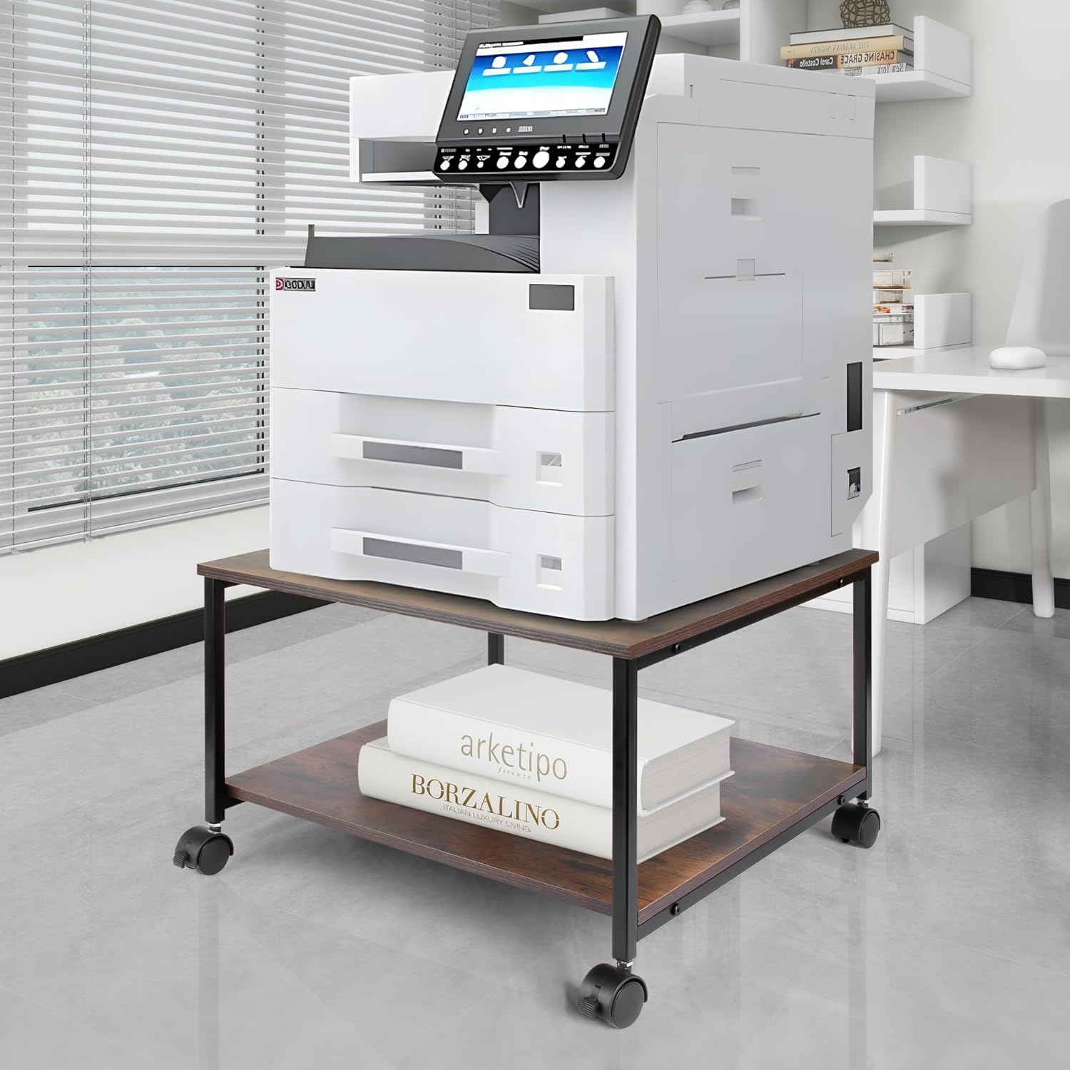 Sutex Large Printer Stand, 23.6" W x 18.9" D x 31.5" H Large Printer Table with Adjustable Storage Shelf, 3 Tier Rolling Printer Cart with Wheels for Home Office- Support 100 LBS Each Tier 1 - northernschoolofshiatsu.co.uk