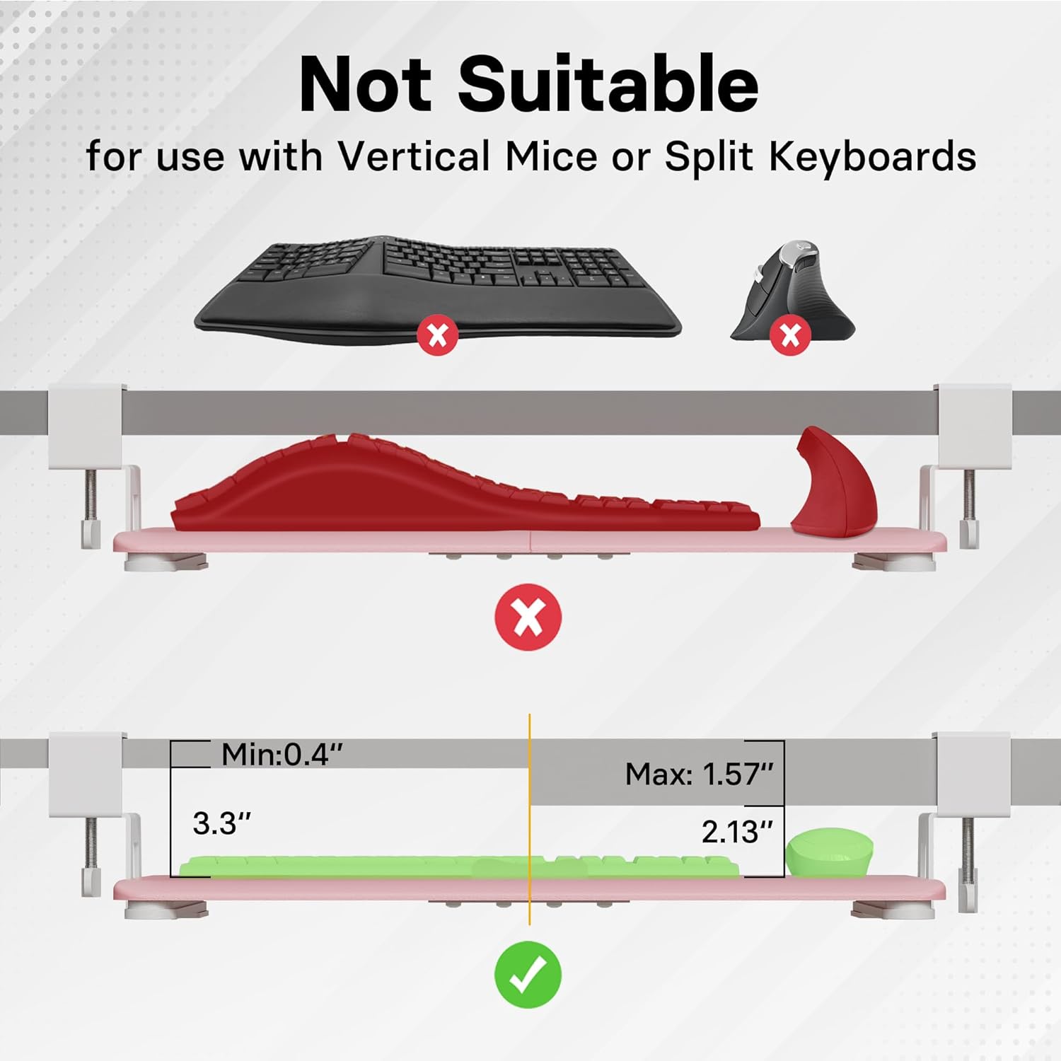 BONTEC KMT01 Under Desk Keyboard Tray, Pull-Out Keyboard & Mouse Platform with C-Clamp, 25.6 x 11.8 in Space-Saving Ergonomic Slide-Out Drawer, White 6 712ejljKb L. AC SL1500 - northernschoolofshiatsu.co.uk