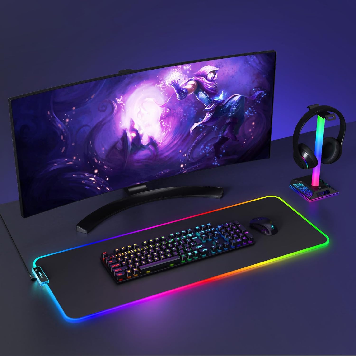Hcman RGB Gaming Mouse Pad, Large Mousepad with Led Light, PC Gaming Accessories Black Keyboard Pad for Desk, Non-Slip Rubber Base XXL Big Mouse Mat for Gamer Boy Men Gift (31.5 X 12 Inch) 9 712nrUF4vDL. AC SL1500 - northernschoolofshiatsu.co.uk