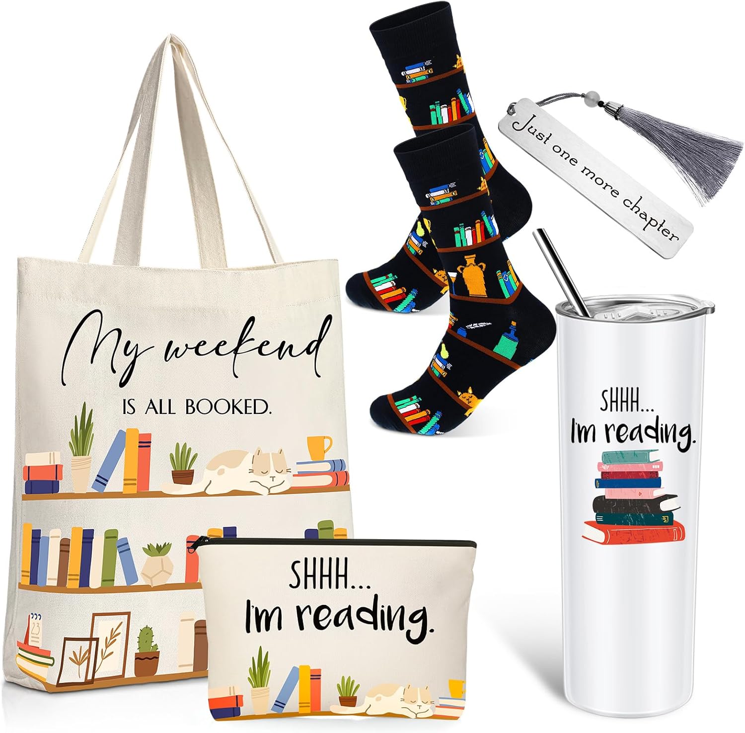 Silkfly 5 Pcs Book Lovers Gifts Set, Gifts for Book Lovers, Includes 20 oz Tumbler Socks Bookmark Tote Bag and Cosmetic Bag 1 712w3JE2EbL. AC SL1500 - northernschoolofshiatsu.co.uk
