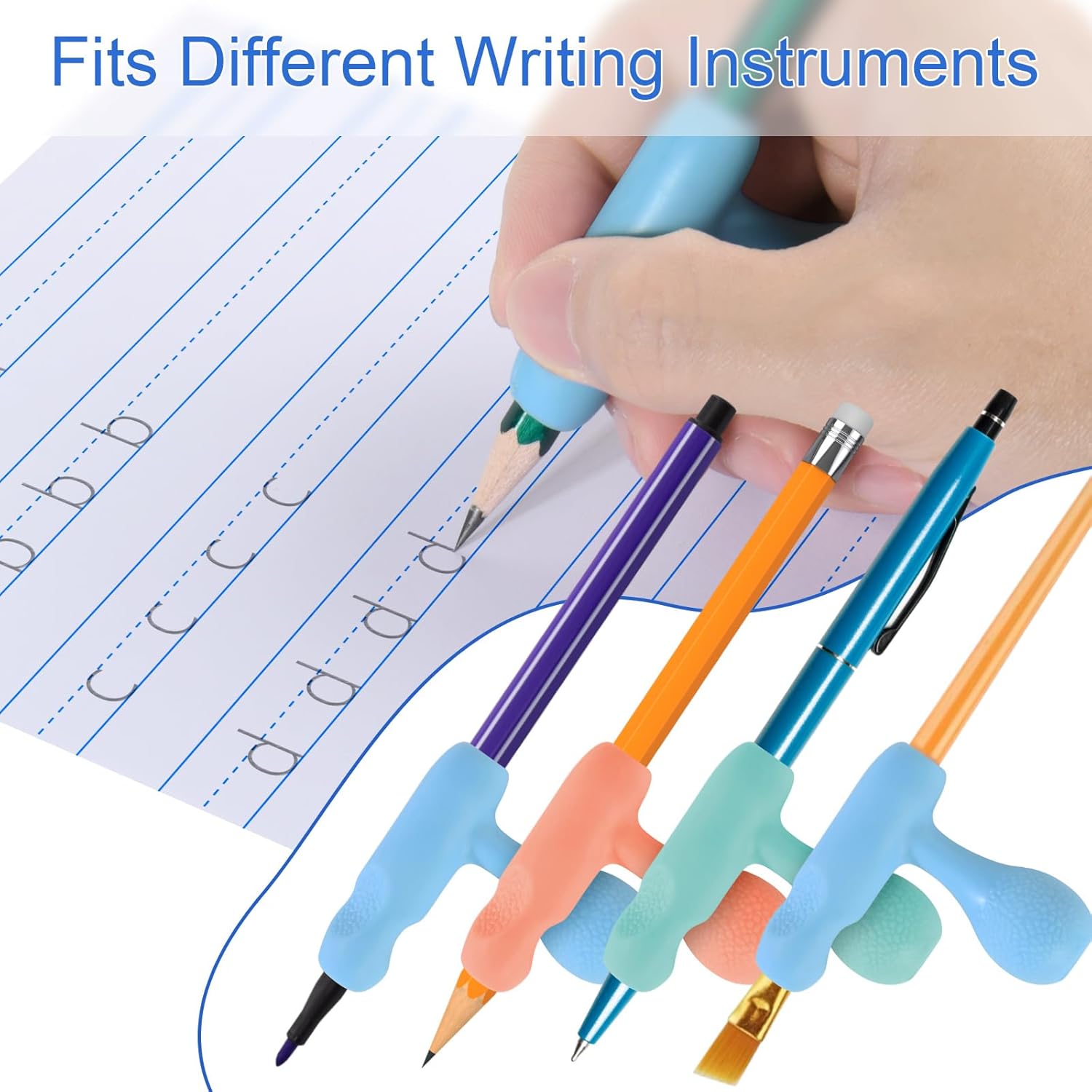 Cosmos 6 Pcs Pencil Grips Writing Aid Pencil Holder Universal Ergonomic Pencil Gripper, 2 Assorted Sizes & 3 Colors 5 - northernschoolofshiatsu.co.uk