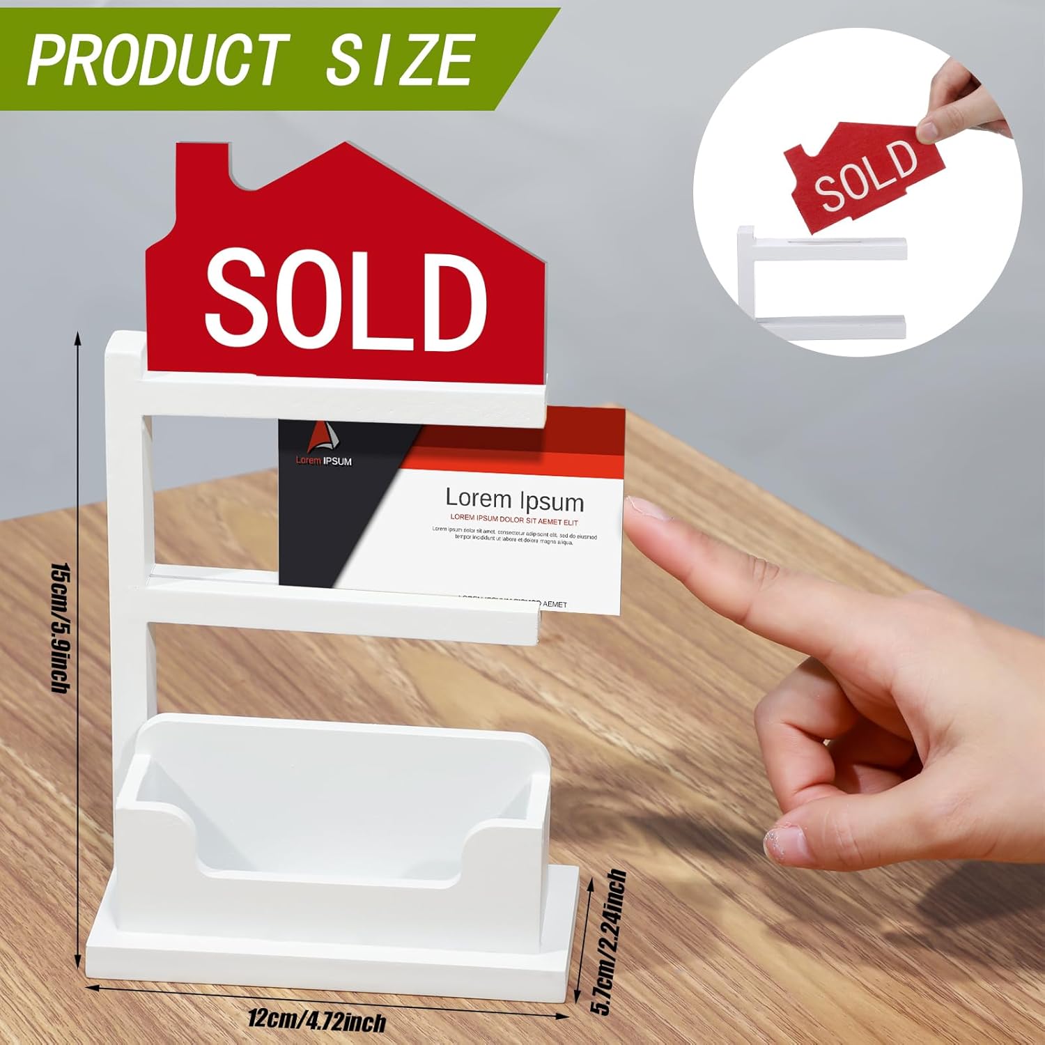Real Estate Business Card Holder Wooden Display Stand Farmhouse Business Card Organizer Real Estate Agent Gifts Supplies for Office Reception(White) 4 - northernschoolofshiatsu.co.uk