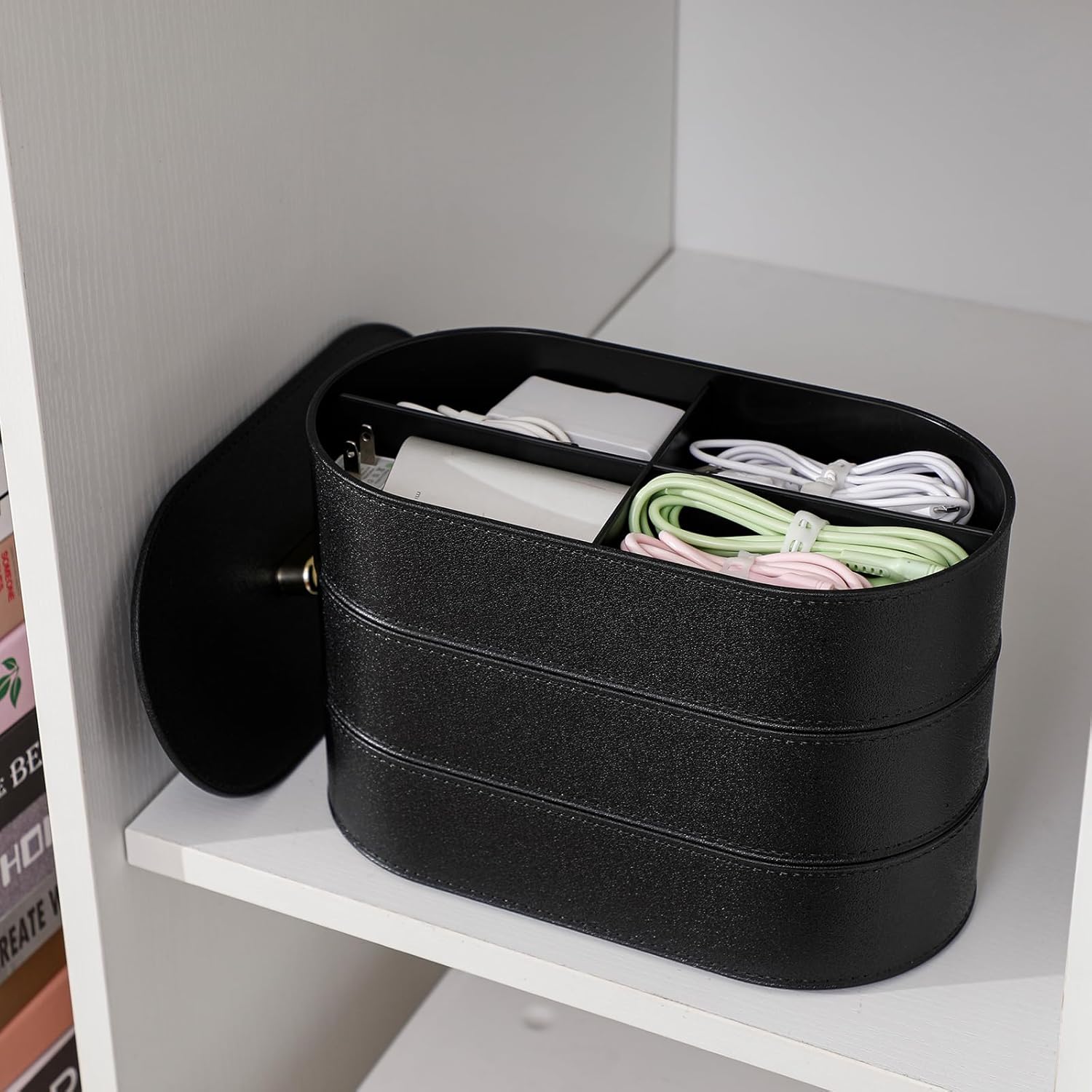 Yesesion Large Cord Storage Organizer with Lid, Plastic Cable Box with 20pcs Wire Ties for Desk Drawer, Home Office Supplies, Electronics, Clips, Clamps, Pens, Phone Chargers, Art Craft (Black) 8 713kKX75ruL. AC SL1500 - northernschoolofshiatsu.co.uk