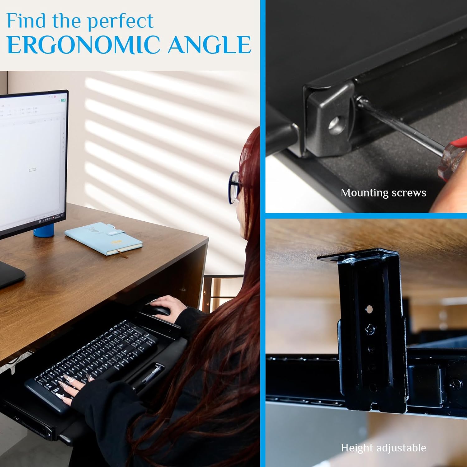 Keyboard Tray Under Desk, Pull Out Keyboard with Heavy-Duty C-Clamp Hardware, 27″ W x 11.4″ D Slide Out Computer Keyboard Drawer & Mouse Tray for Home Office (Black) 8 713o4skdGPL. AC SL1500 - northernschoolofshiatsu.co.uk