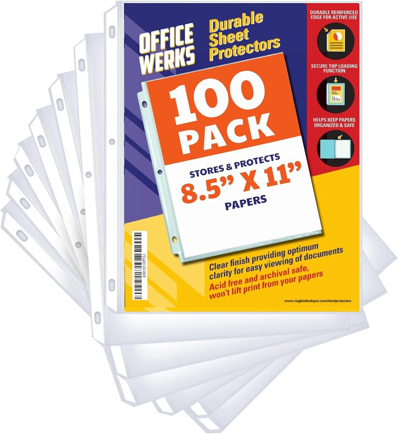 Office Werks 100 Clear Sheet Protectors, 8.5x11 Inch for 3 Ring Binder, Plastic Sheet Sleeves, Top Loading Paper Protector with Reinforced Holes, Archival Safe for Documents and Photos 1 713vS5C+diL. AC SL1500 - northernschoolofshiatsu.co.uk
