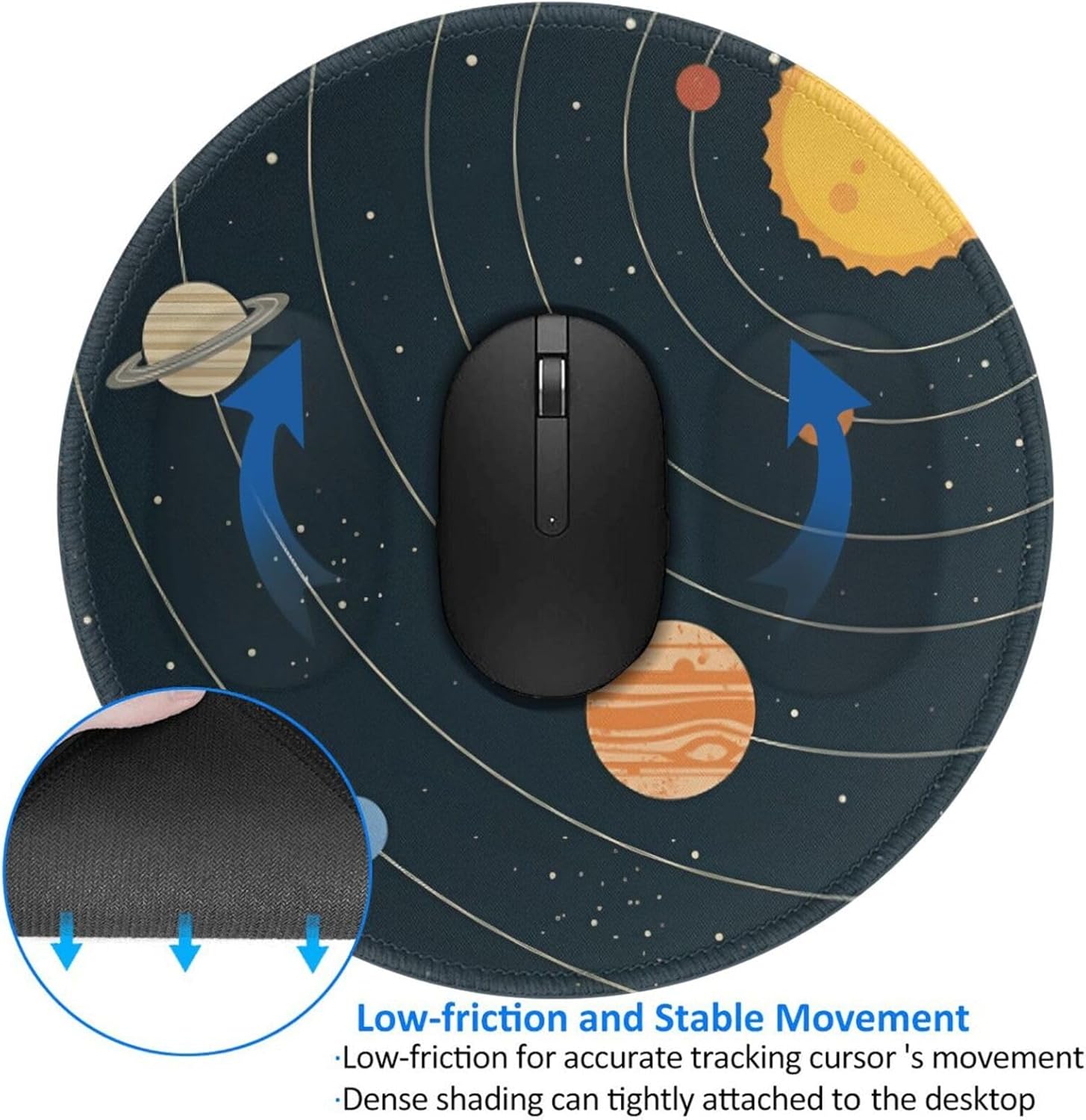 Mouse Pad Solar System Planets Space Mouse Pads for Desk with Non-Slip Rubber Base Office Computer Round Mousepad Mat for Home Office Desk Accessories 2 - northernschoolofshiatsu.co.uk