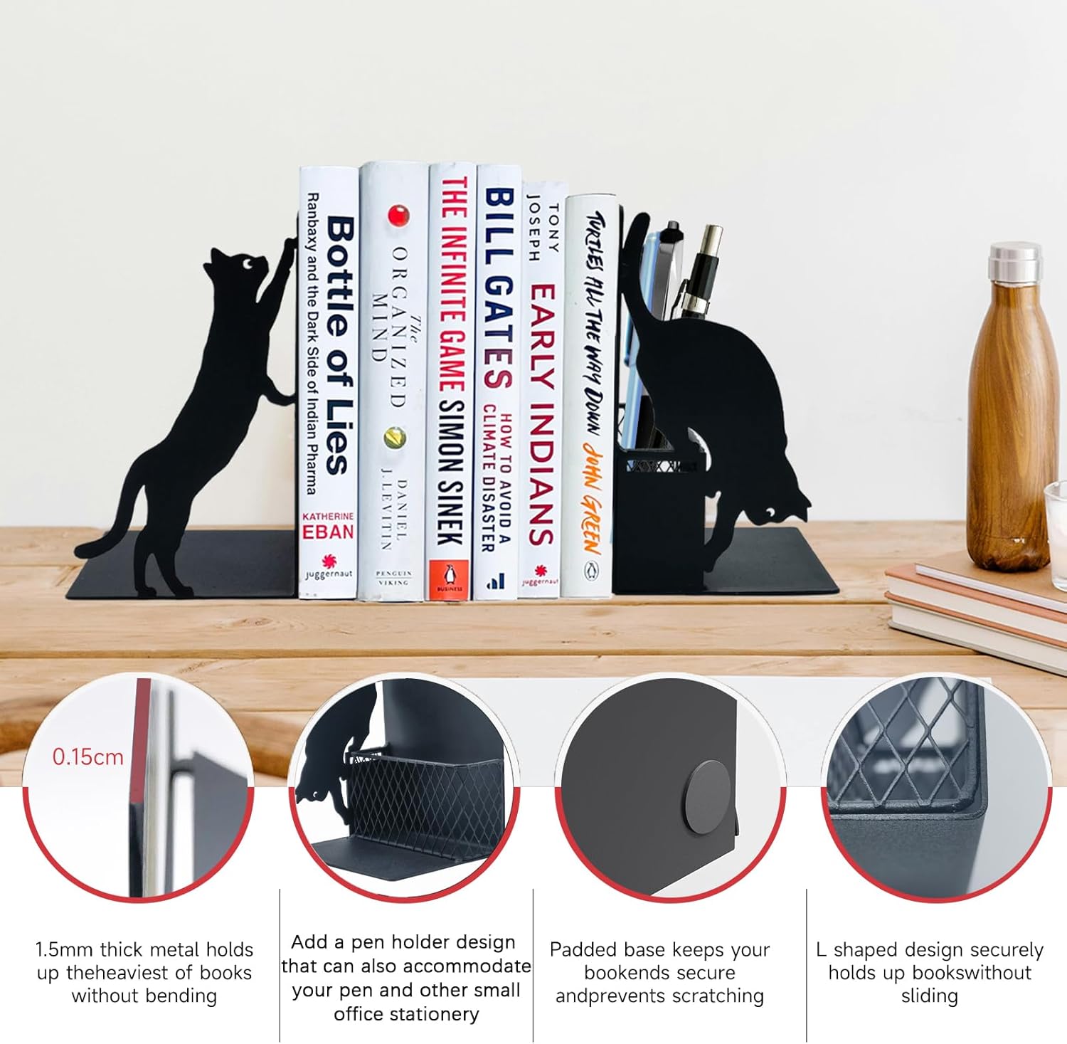Cat Book Ends Decorative,ENCIMART Book Ends with Pen Holder,Unique Fun Bookends,Cool Black Bookends,Home Office Desk Bookshelf Decor,Gift for Cat Lovers and Reading Enthusiasts 3 714o9Pt1EbL. AC SL1500 - northernschoolofshiatsu.co.uk