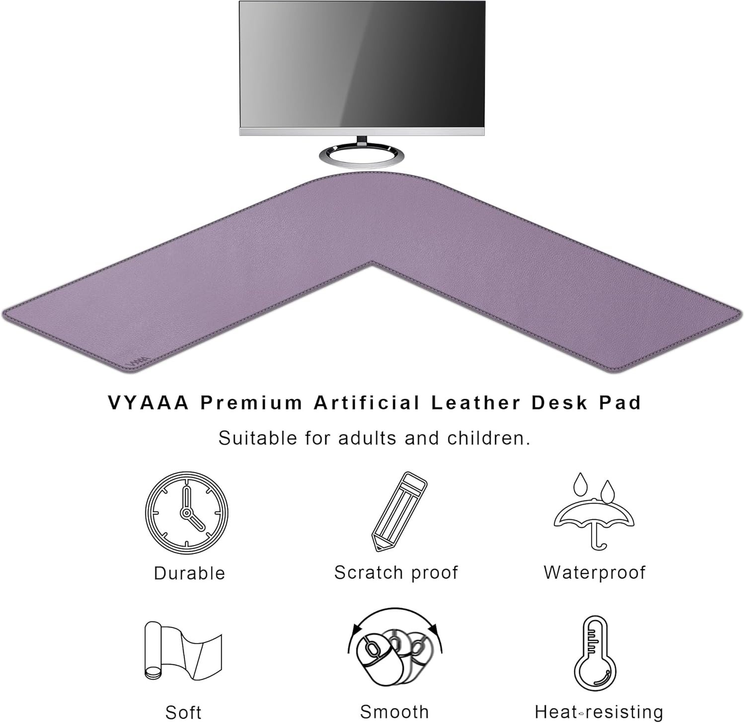 Vyaaa L Shaped Desk Mat Leather Desk Pad, PU Leather Corner Desk Mat for Computer, Gaming, Writing, Home and Office, 39.4"x 39.4"x 13" Light Purple 33 714tFzN9tnL. AC SL1500 - northernschoolofshiatsu.co.uk