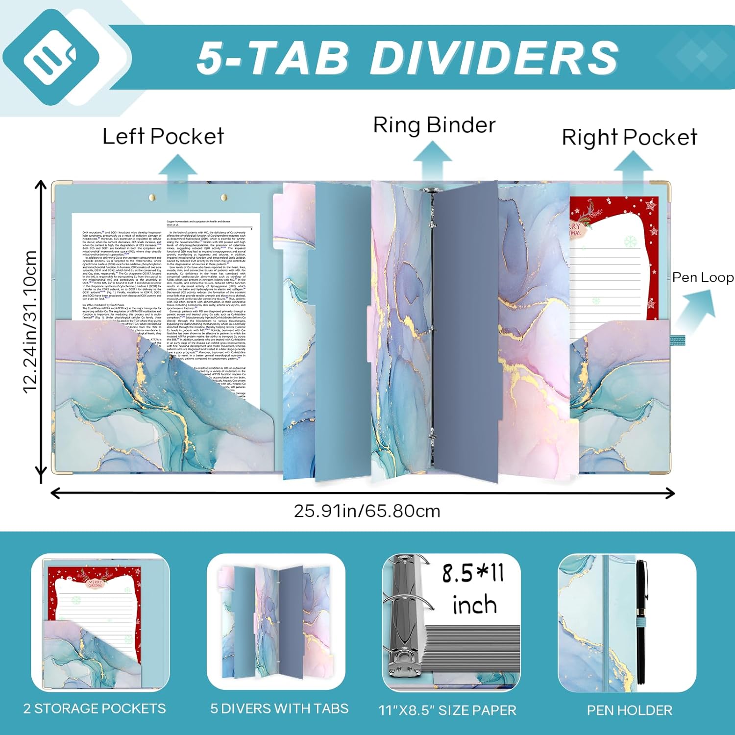 2 Inch 3 Ring Binders for Letter-Size 11" x 8.5" with 5-Tab Dividers and Low Profile Clipboards Three Ring Binder for School Class Office Supplies, Rose Floar 85 7150cBnrvUL. AC SL1500 - northernschoolofshiatsu.co.uk