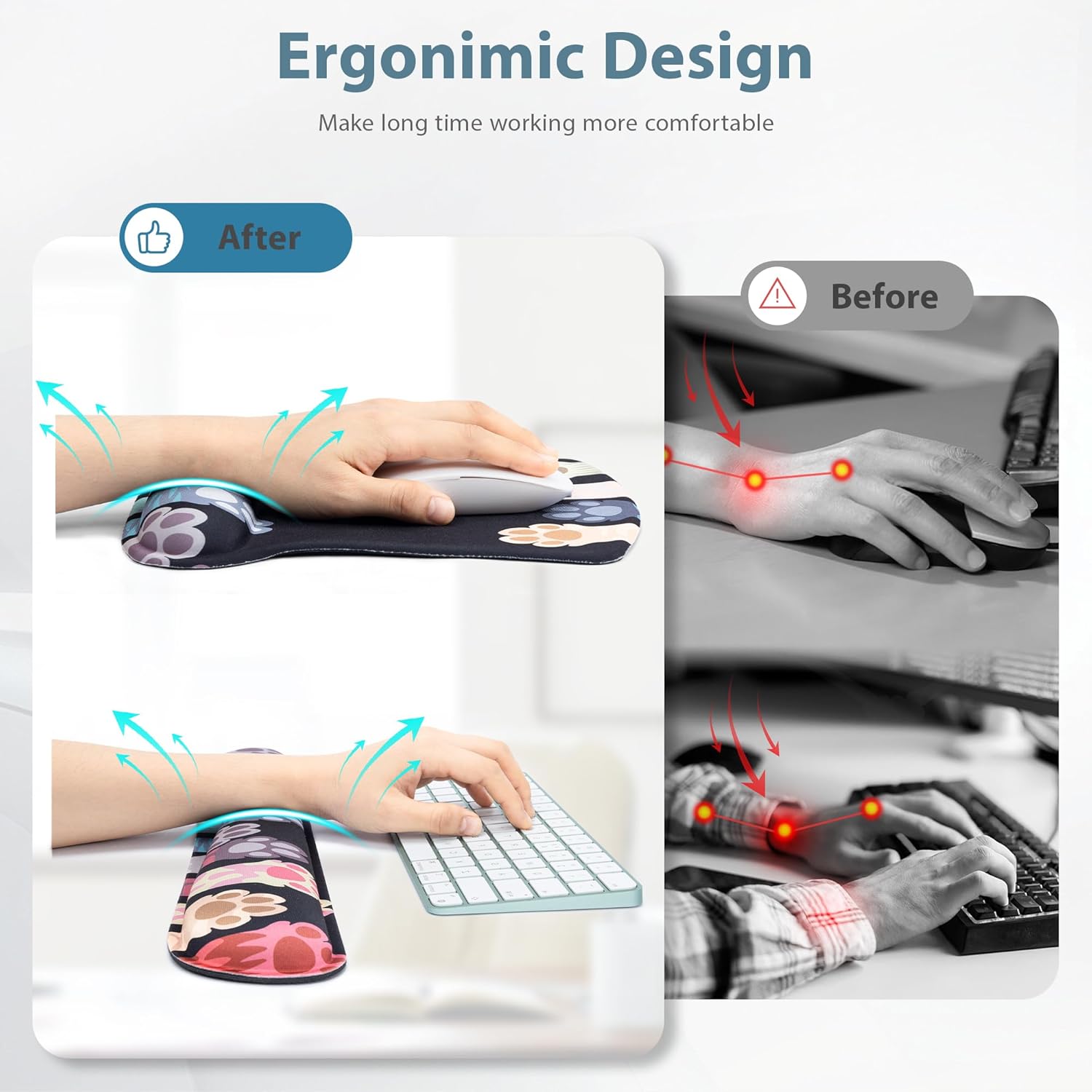 3 in 1 Mouse Pad Set with Ergonomic Gel Mouse Pad and Wrist Rest for Computer Keyboard Cat Paws 3 715ARw1qEAL. AC SL1500 - northernschoolofshiatsu.co.uk