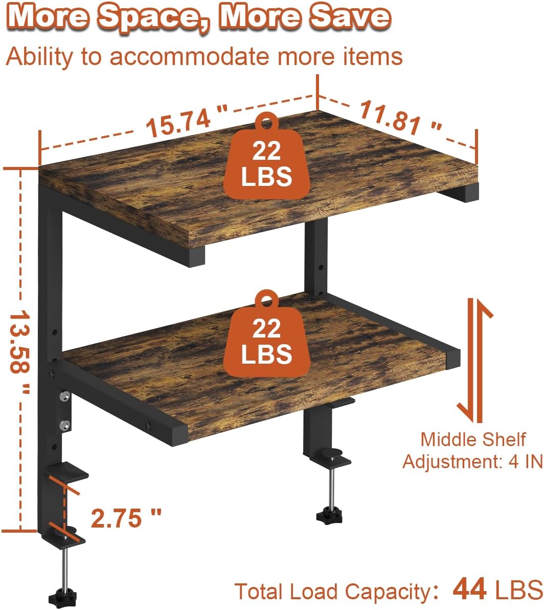 Clamp on Desk Organizer Shelf, Heavy-Duty Desk Extender Side Table with 2-Tier Adjustable Storage Shelves for Desktop Accessories, Gaming Devices, Black 2 715GbcWZisL. AC SL1200 - northernschoolofshiatsu.co.uk