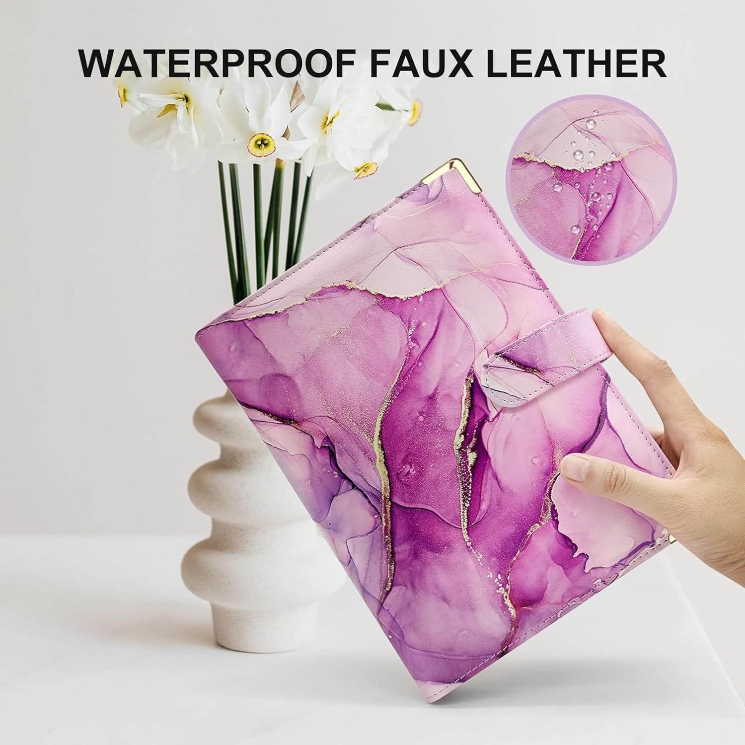 A5 Refillable 6 Ring Faux Leather Budget Binder,Mini Notebook Binder Cover for A5 Filler Paper,Loose Leaf Personal Planner Cover with Magnetic Buckle Closure(Marble Purple) 112 715Z7fRoacL. AC SL1500 - northernschoolofshiatsu.co.uk