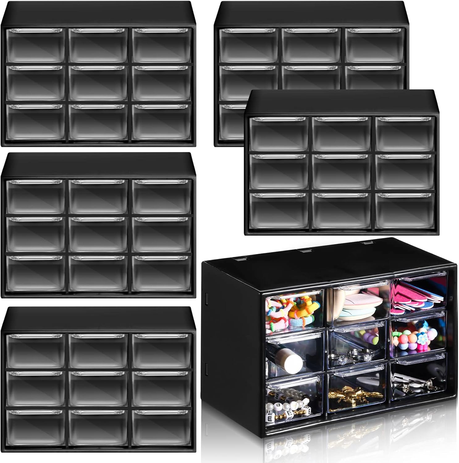 Amyhill 6 Pcs Mini Drawer Organizer Small Organizer with 9 Drawers Plastic Desktop Craft Storage Box for Office Home Room Jewelry Cosmetics Collection(Black) 1 715n8kjyGLL. AC SL1500 - northernschoolofshiatsu.co.uk