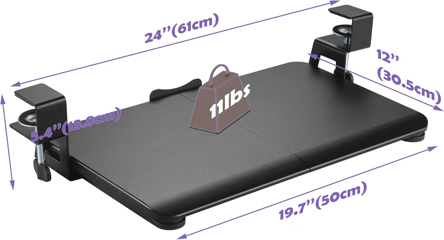 Clamp-on Rotating Computer Keyboard and Mouse Tray, Slide Out with Sturdy C-Clamp Mount,Ergonomic Typing, Black (20"x 12") 2 716JE+0AGqL. AC SL1500 - northernschoolofshiatsu.co.uk