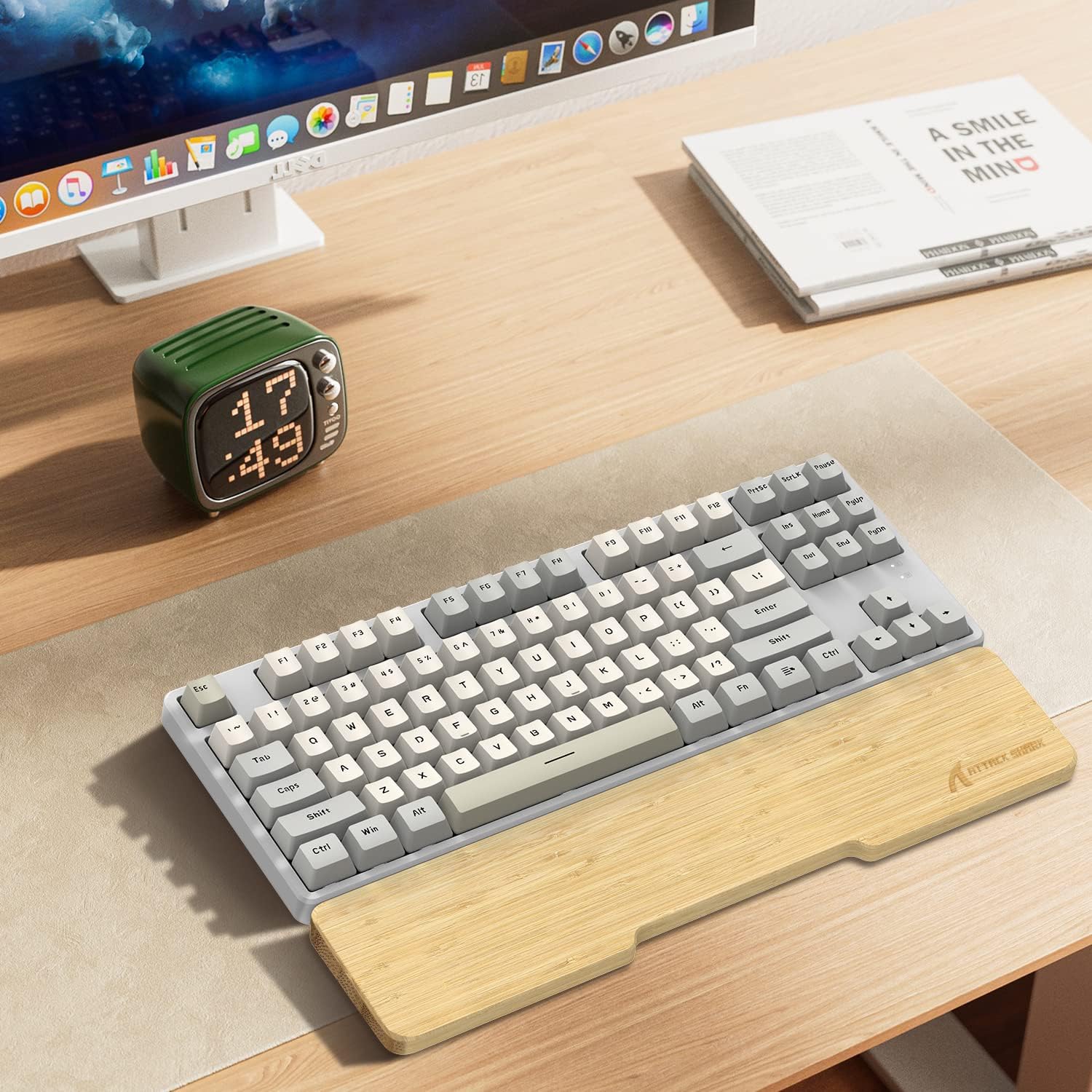ATTACK SHARK Bamboo Wrist Rest for Computer Keyboard,Ergonomic Hard Palm Rest for Comfortable Typing Pain Relief,Anti-Slip Wrist Support for Office, Gaming, Laptop (87 Key) 8 - northernschoolofshiatsu.co.uk