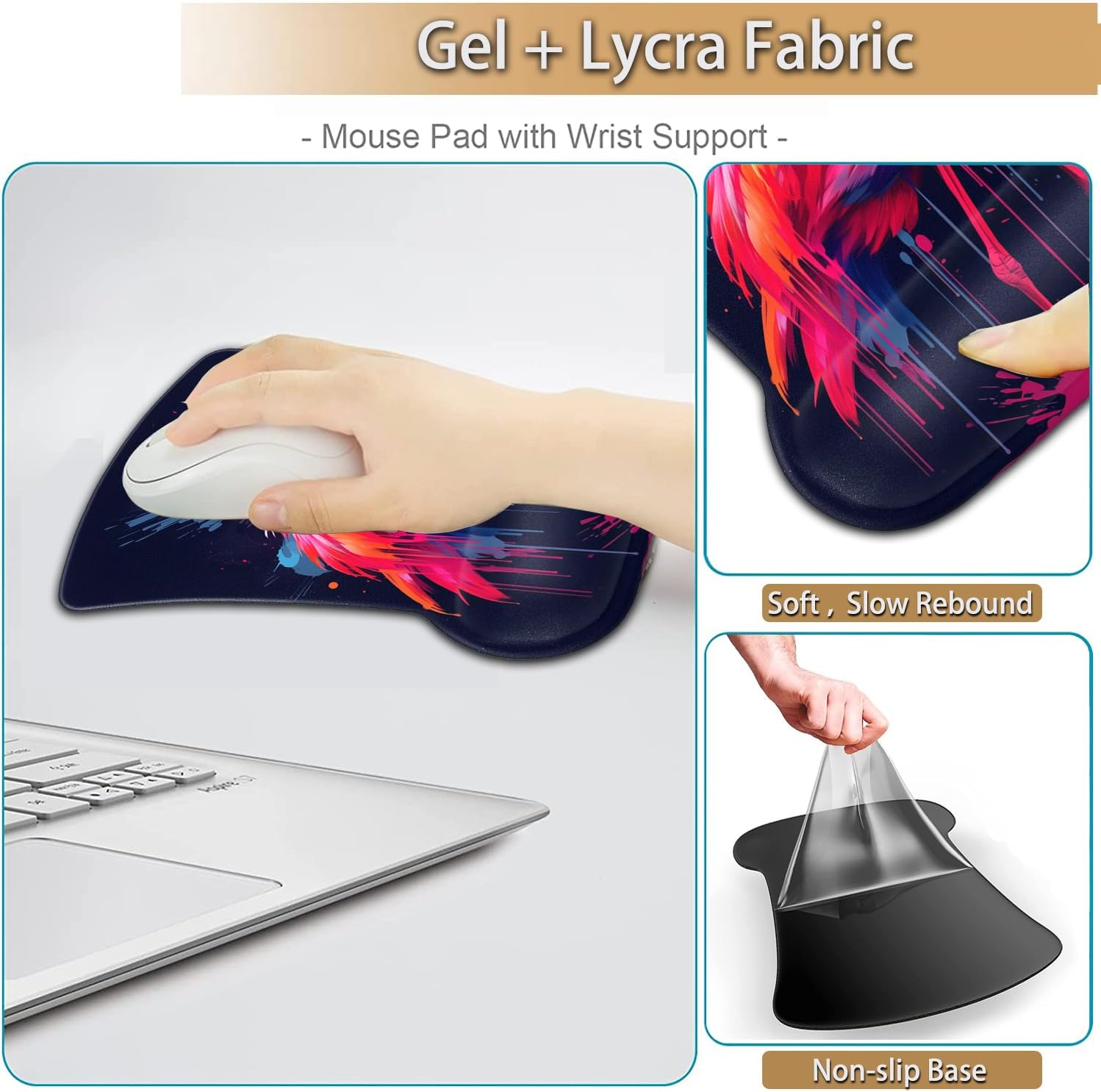 Keyboard and Mouse Pad Wrist Rest Support Set, Ergonomic Gel With Non-Slip Base for Home Office Desk Pad Easy Typing, Watercolor Pink Flamingo Pattern Black Gaming Mouse Mat 4 716zNUbv2lL. AC SL1498 - northernschoolofshiatsu.co.uk