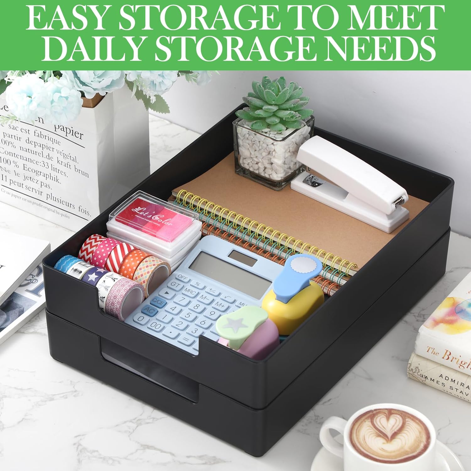 2 Pcs Stackable Letter Trays 12.99 x 9.65 x 2.28 Inches Rectangular Plastic Paper Trays Desk File Organizers for Letter Paper Office Desk Classroom Drawer Storage (Black) 6 716zrtkTSjL. AC SL1500 - northernschoolofshiatsu.co.uk