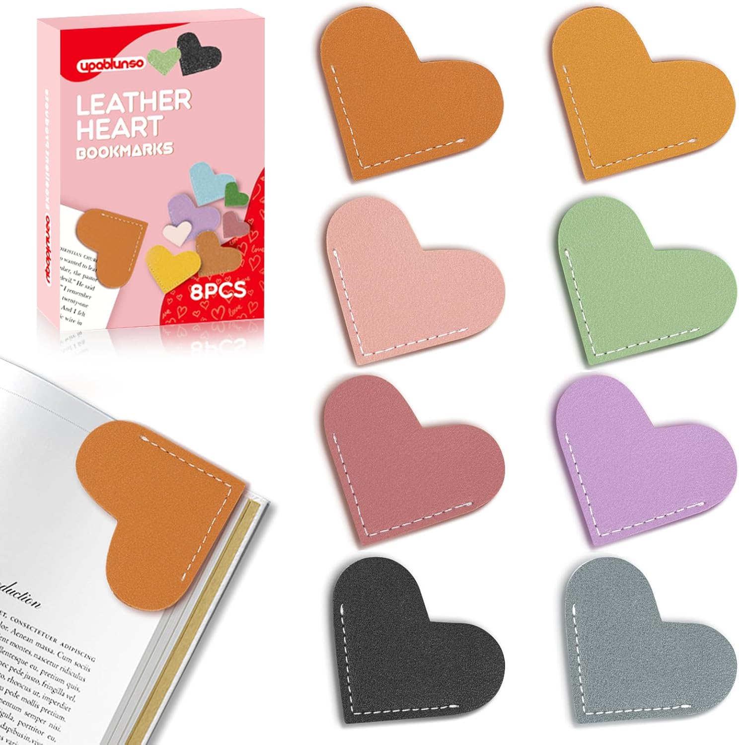 8 Pcs Leather Heart Bookmarks, UPABLUNSO Cute Heart Bookmark Corner Page Book Marks, Book Accessories for Women, Kids, Teachers, Reading Lovers, Cute Handmade Reading Gifts 1 717fBqYz82L. AC SL1500 - northernschoolofshiatsu.co.uk