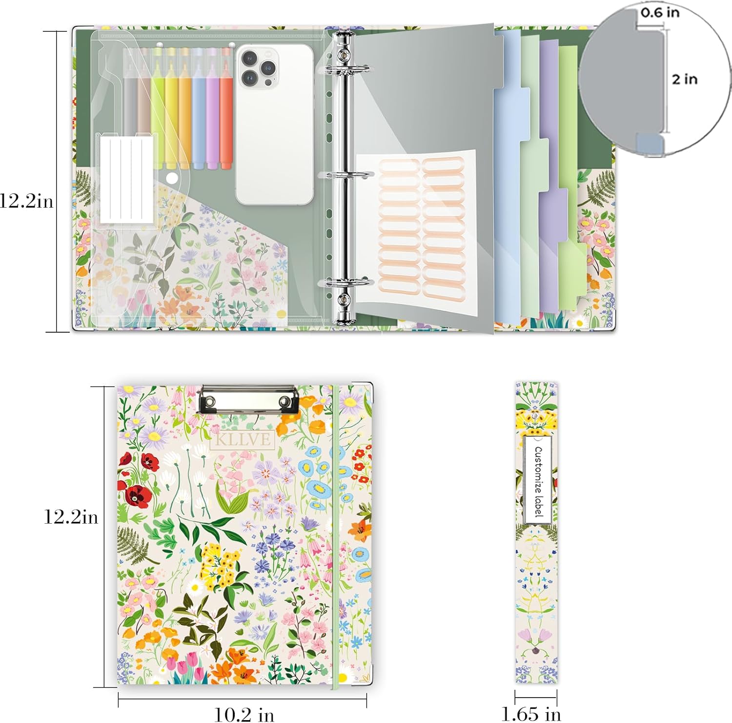 3 Ring Binder 1 Inch, Three Ring Binders Organizer with Clipboard, 5-Tabs Pockets Dividers, Plastic Folder, 18 Divider Stikers, KLLVE Cute Binder with Pen Loop (Garden Party, Letter Size) 51 717jfJqflEL. AC SL1500 - northernschoolofshiatsu.co.uk