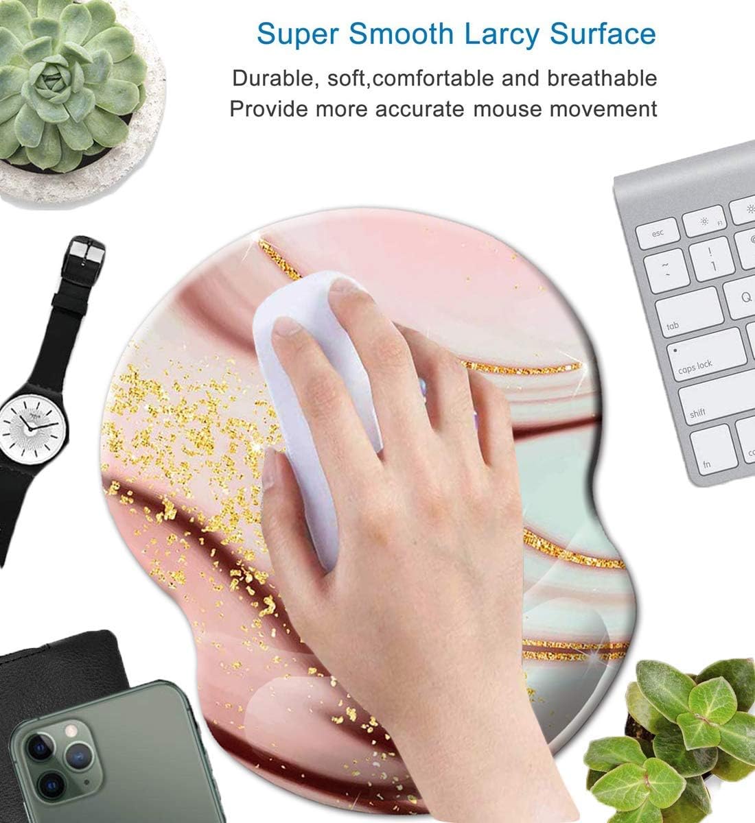Mouse Pad with Wrist Support, Non Slip Mousepad Wrist Rest for Office, Computer, Laptop & Mac- Durable & Comfortable & Lightweight Ergonomic Support Mouse Mat (Pretty Marble-Wrist-5) 2 717n5jR67KL. AC SL1200 - northernschoolofshiatsu.co.uk
