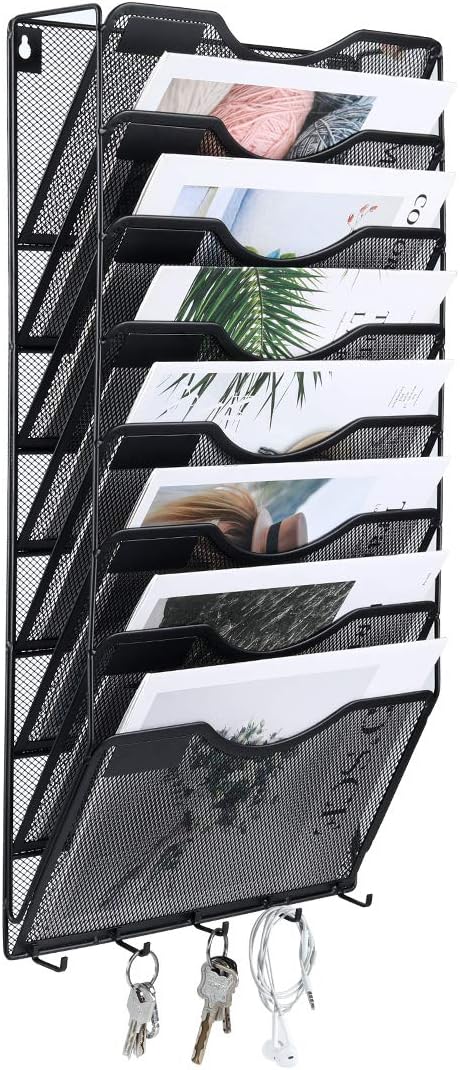 EasyPAG Wall File Holder 5 Pocket Mesh Hanging Wall Organizer Vertical Hanging File Folder Holder Magazine Rack with Nametag Label for Mail Paper Organization,Black 101 717vOr8316L. AC SL1100 - northernschoolofshiatsu.co.uk