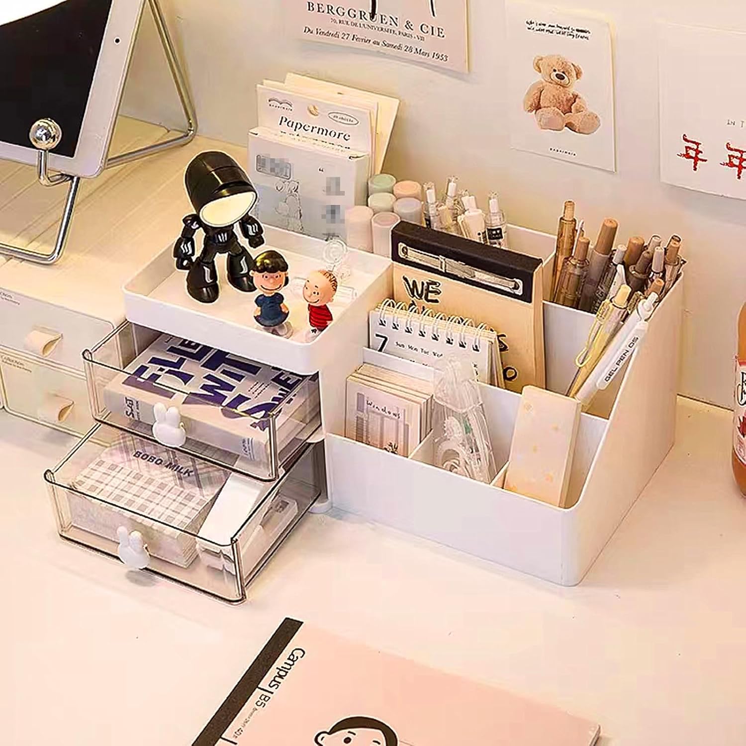 Desk Organizer Storage with Drawers, Large Capacity Plastic Makeup Storage Box Desktop Accessories Organizer for Office Supplies, Bathroom Counter or Dresser, White 5 717y5rPhy7L. AC SL1500 - northernschoolofshiatsu.co.uk
