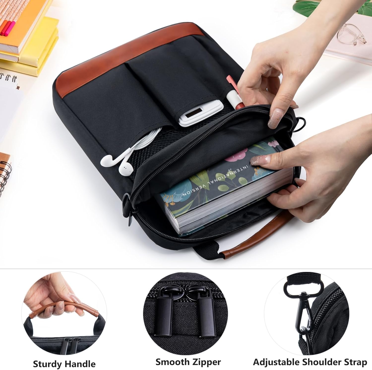 Book Sleeve with Zipper, Book Covers for Book Lovers, Multi-pocket Book Protector Cover with Shoulder Strap,Book Bag for Ipaad, kidle - Back To School Book Accessories 5 7186O7OHDpL. AC SL1500 - northernschoolofshiatsu.co.uk