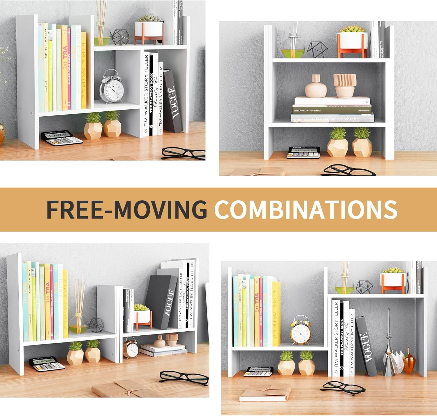 Desktop Shelf Organizer - Adjustable Wood Desktop Bookshelf, Table Top Shelves, Desk Book Organizer for Office Supplies and Home Décor (White) 7 718MrkEoFXL. AC SL1500 - northernschoolofshiatsu.co.uk