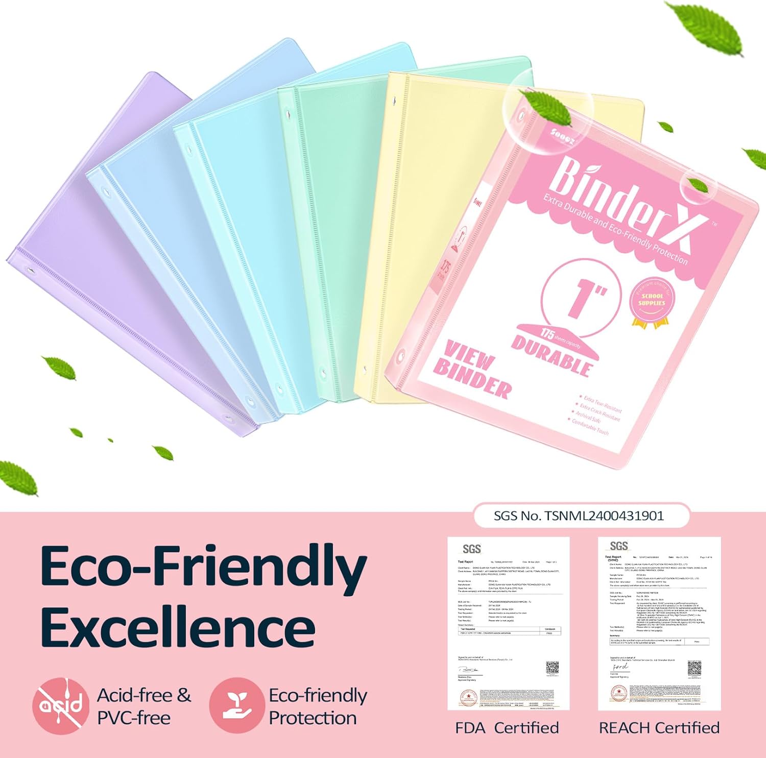6 Pack Extra Durable 3 Ring Binders 1 inch, Sooez 1” Three Round Ring Binders with Pockets, Cute Customizable Clear View Cover for 8.5 x 11'' Letter Size Papers, Pastel School Office Supplies for Girl 14 718OKSuNEOL. AC SL1500 - northernschoolofshiatsu.co.uk