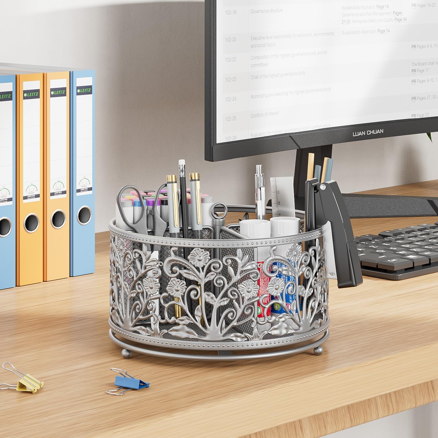 EKNITEY Pencil Pen Holder For Desk - Rotating Pencil Cup Organizer Cute Desktop Caddy with 4 Slots for Art Supplies School Home 2 718OdqwomOL. AC SL1500 - northernschoolofshiatsu.co.uk