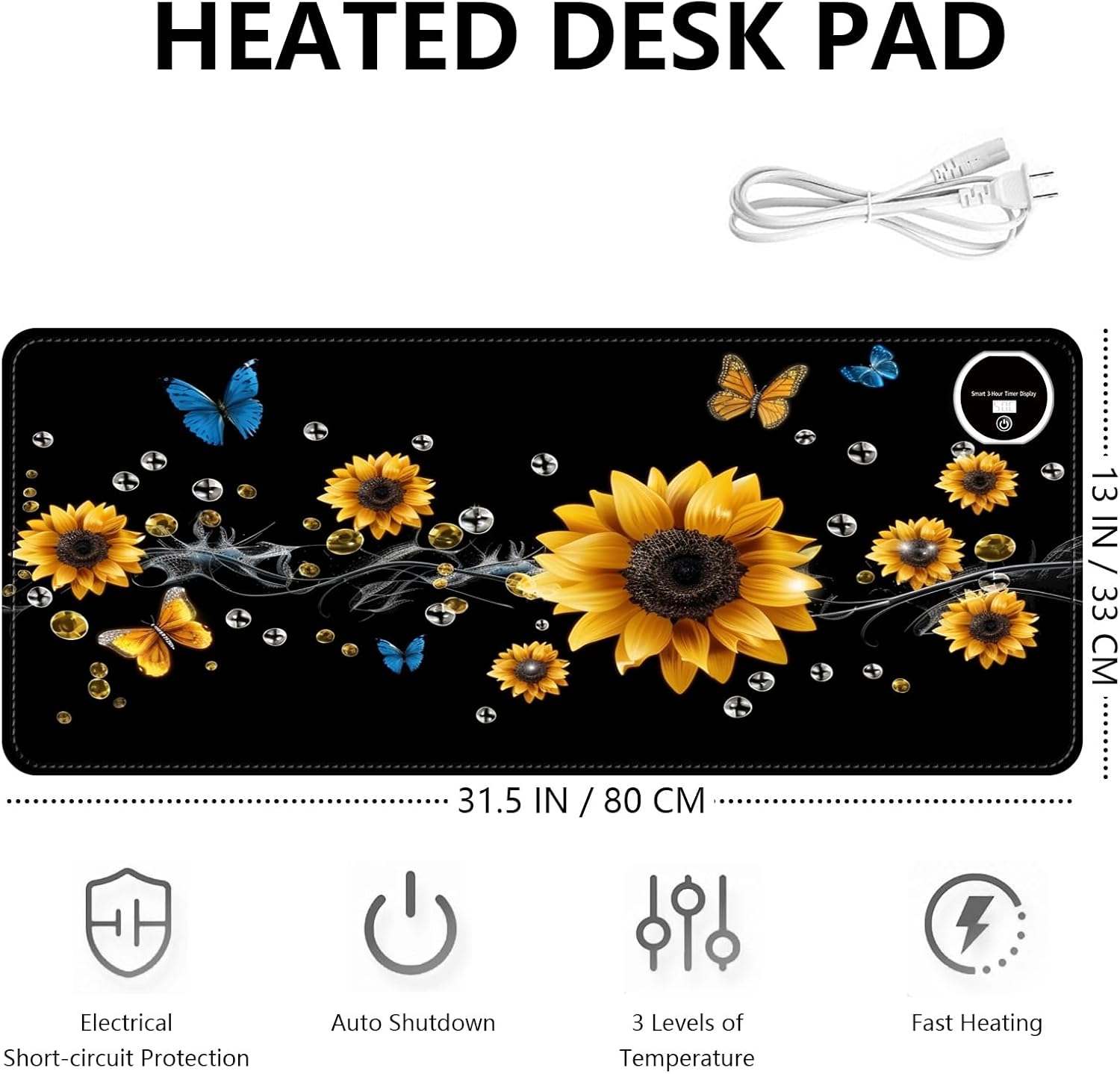 Heated Mouse Pad with 3 Levels Heated & 3 Hours Auto Shut-Off Mouse Pad for Warming Hands in Office Home, 31.5" x 13"Large Safe Desk Mat Hand Warmer,Purple Flying Dragon 17 7193s9 - northernschoolofshiatsu.co.uk