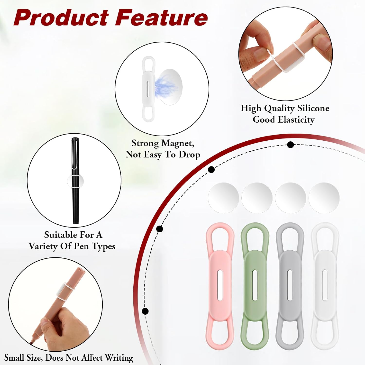 Jeffdad Magnetic Pen Pencil Holder, 4 Pcs Silicone Adjustable Pen Holder for Desk for Desk, Refrigerator, Whiteboards, Office Desk Accessories Pen Holder(Multicolor), 569778_3_DWxwy9Q9m 3 719XGzWjkPL. AC SL1500 - northernschoolofshiatsu.co.uk