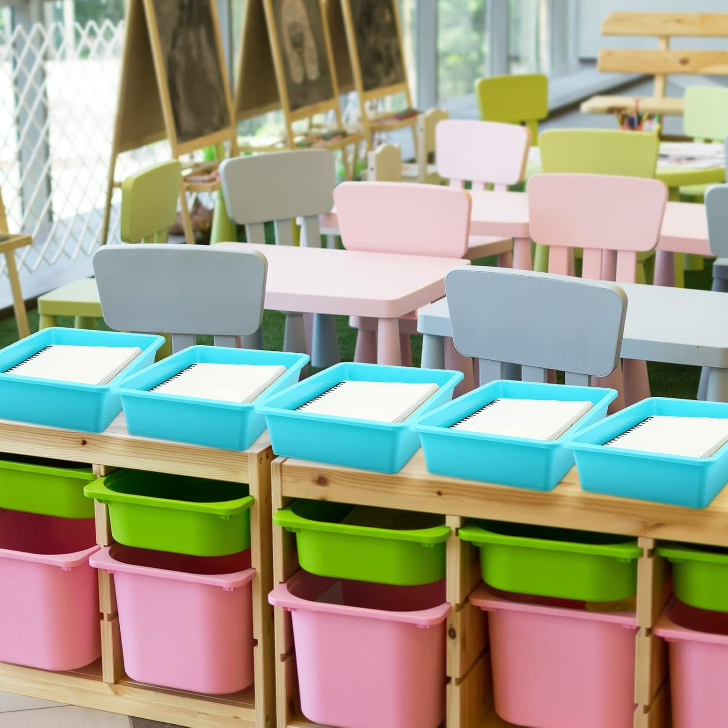 Kigley 10 Pcs Flat Storage Tray Organizer Bin Letter Size Paper Trays for Classroom Art Activity Plastic Stackable File Paper Organizer for Teacher Students School Office Book Organization 7 719a+Kp+g L. AC SL1500 - northernschoolofshiatsu.co.uk