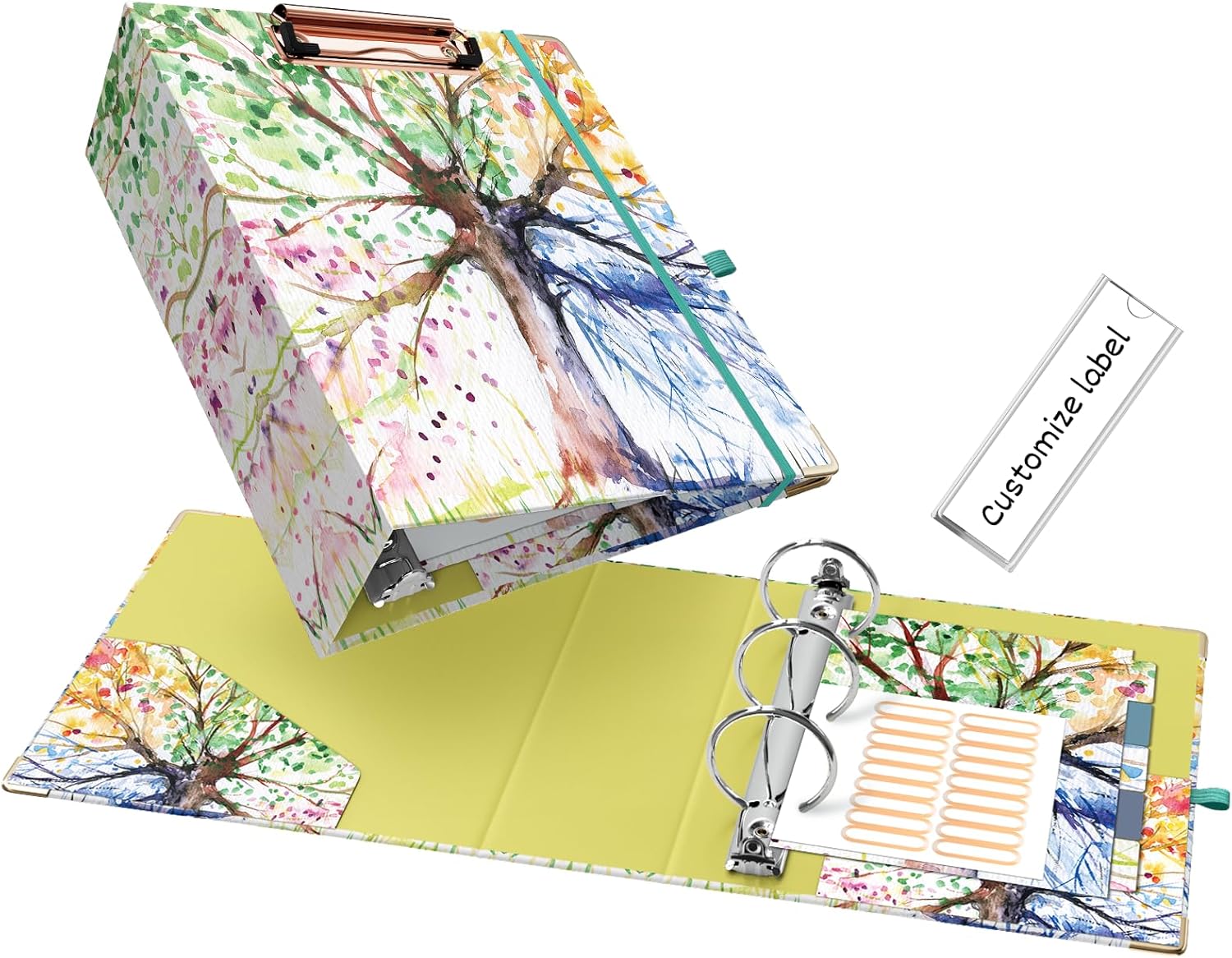 2 Inch 3 Ring Binders for Letter-Size 11" x 8.5" with 5-Tab Dividers and Low Profile Clipboards Three Ring Binder for School Class Office Supplies, Rose Floar 139 - northernschoolofshiatsu.co.uk