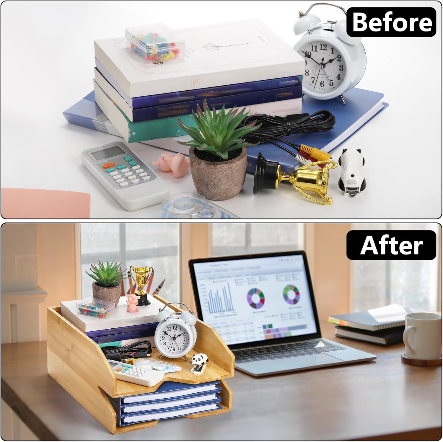 2 Tiers Paper Tray, 14 x 11 in Bamboo Letter Tray, Office Desk File Holder, Large Mail Document Organizer, Study Workstation Storage Rack for A4 Paper, Magazine, Envelopes, Office Supplies 5 719lOX6ncJL. AC SL1500 - northernschoolofshiatsu.co.uk