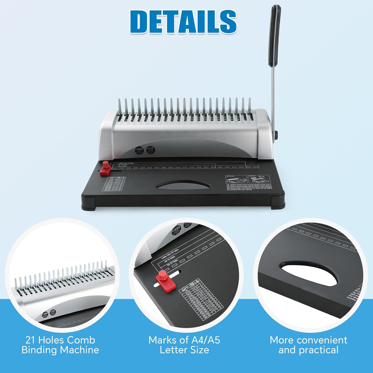FLK Tech Binding Machine with Starter Combs Set for A4-21 Hole / 450 Sheets Paper Punch Binder 3 719u9SuhFdL. AC SL1500 - northernschoolofshiatsu.co.uk