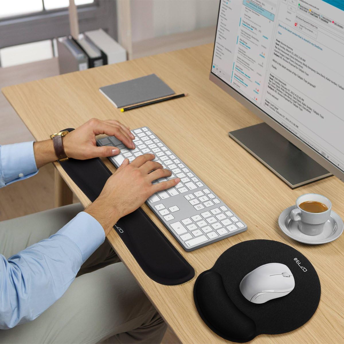 ELZO Ergonomic Mouse Pad and Keyboard Wrist Rest 2 Pack with Comfortable Memory Foam Padding, Nonslip Rubber Base for PC Computer Laptop for Office/Playing Games Pain Relief 7 - northernschoolofshiatsu.co.uk