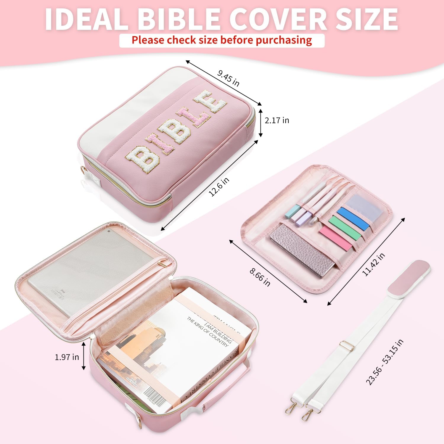 Bible Cover Case for Women, Large Chenille Letter Leather Bible Case with Bible Study Accessories, Bible Study Supplies Bible Journaling Kit, Christmas Christian Gift for Women Girls (Pink) 10 71ANITi9mnL. AC SL1500 - northernschoolofshiatsu.co.uk