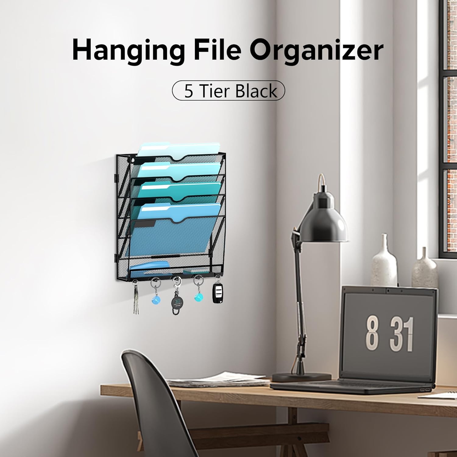 5-Tier Hanging Wall File Organizer with 5 Hooks, Wall File Holder with Labels, Vertical Wall Mount Mail Organizer for Papers, Folders, Magazines, Office Organization, Assembly Needed, Black 5 71AfGtN7aZL. AC SL1500 - northernschoolofshiatsu.co.uk