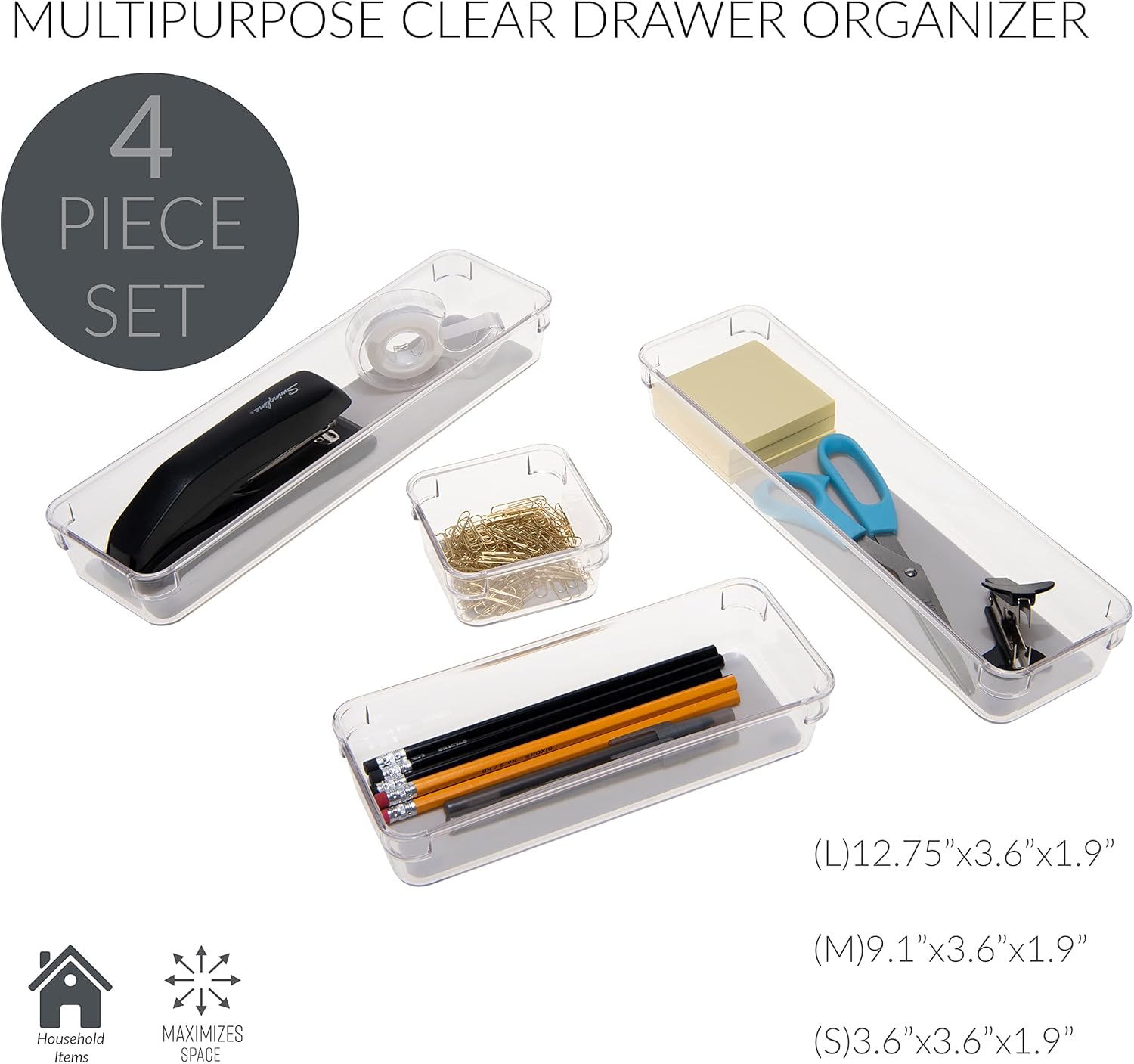 Simplify 4 Piece Multipurpose Drawer Organizers | Bathroom | Vanity | Cosmetic & Jewelry Storage | Kitchen | Clear 4 71AnzkQ6QNL. AC SL1500 - northernschoolofshiatsu.co.uk