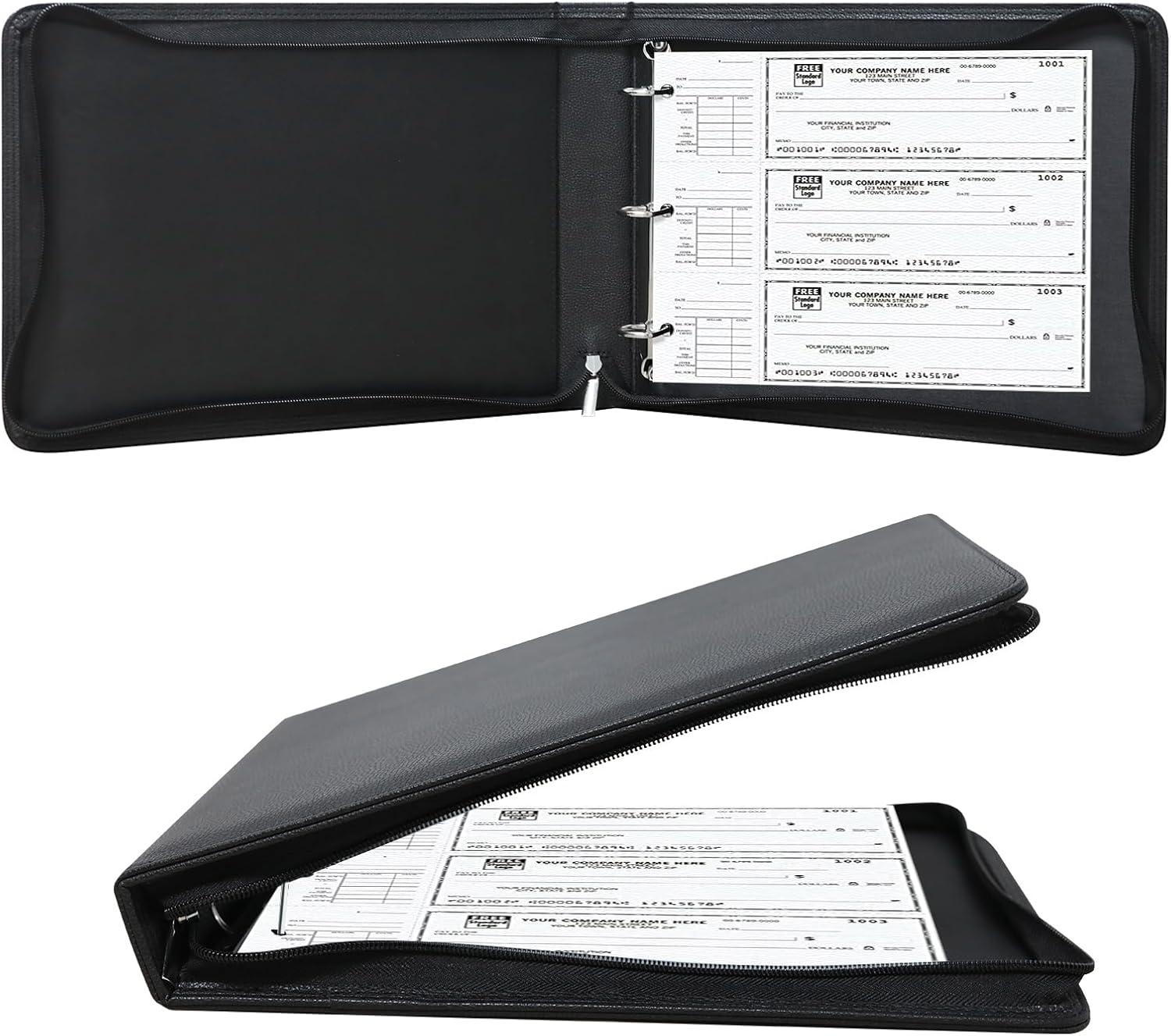 LLi Cufite 3 Rings Check Binder for End-Stub Deskbook Checks, Zipper Business Check Binder, 3 on a Page, Fit 3 & 9 Holes Check Faux Leather (11 1/4"" x 9"") (Black) 1 71AsYNCsZLL. AC SL1500 - northernschoolofshiatsu.co.uk