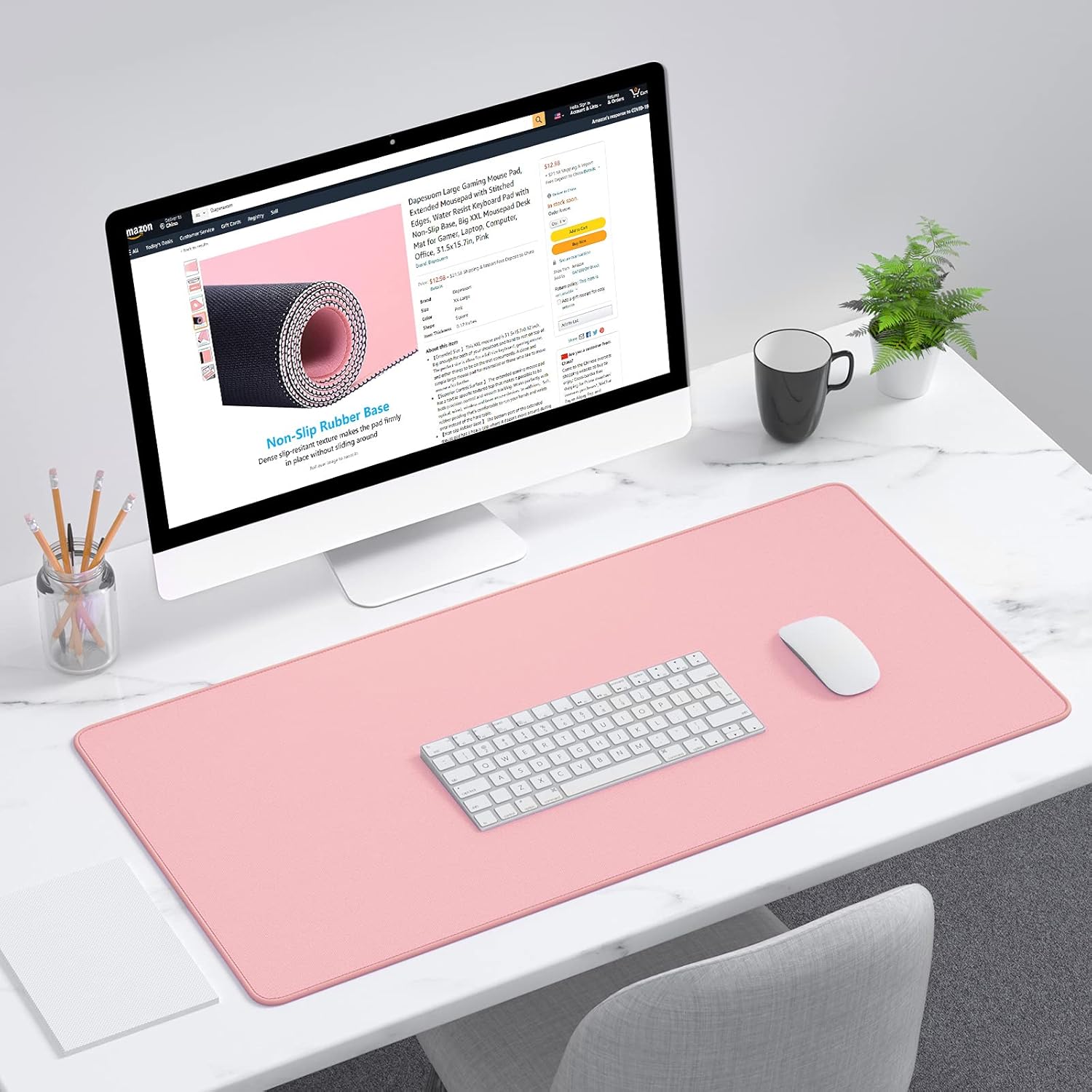 Dapesuom Large Mouse Pad, Extended Gaming Mouse Mat with Stitched Edges, Full Size Desk Mats with Non-Slip Base, Computer Big Desktop Keyboard Pad for Gamer, Laptop, Office, 23.6 x 11.8 in, Pink 26 71AsiAqSIuL. AC SL1500 - northernschoolofshiatsu.co.uk